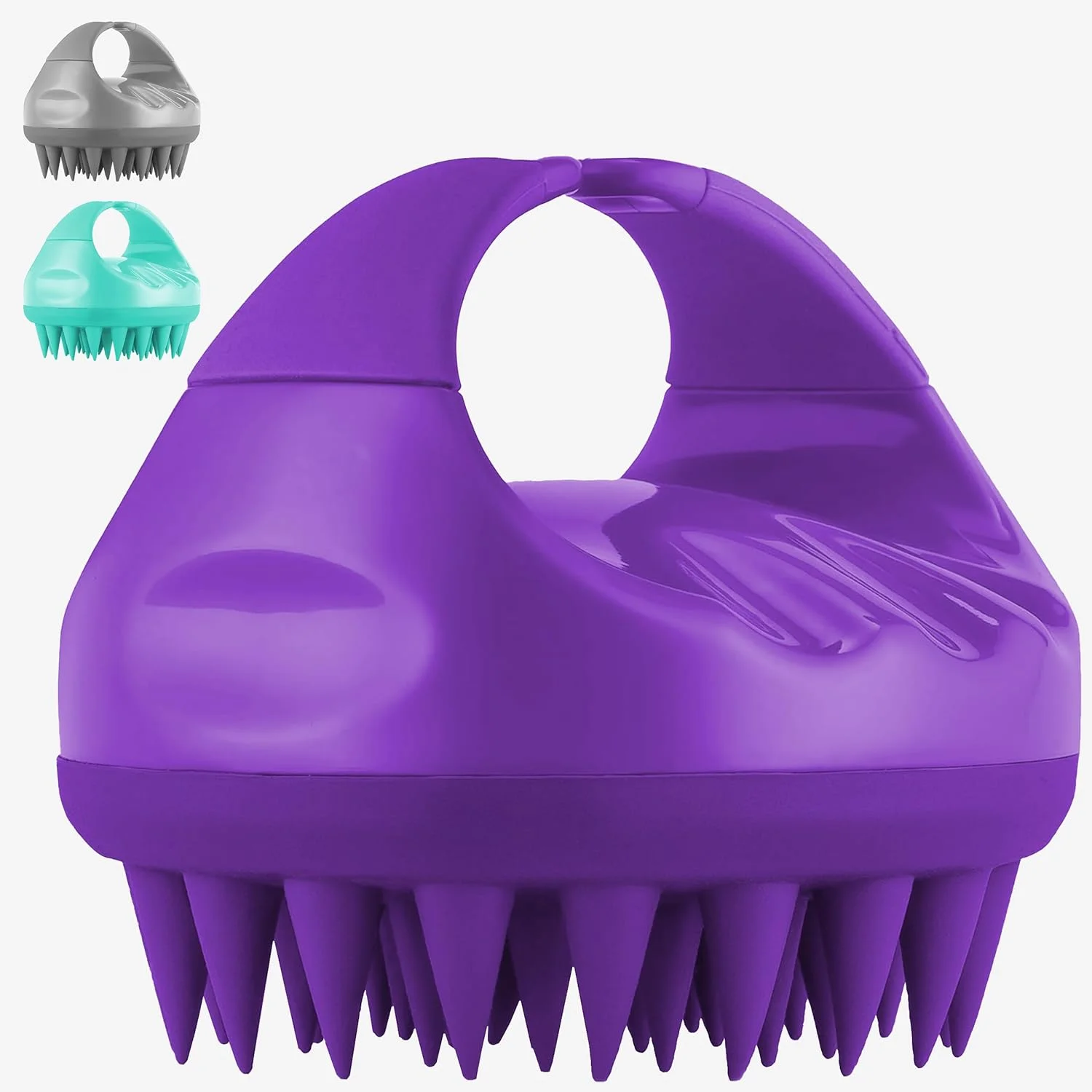 برس شامپو ماساژور پوست سر با موهای نرم سیلیکونی | ماساژور مو برای انواع مو، لایه برداری عمیق پوست سر - ایده آل برای آقایان و بانوان | برس سر با دسته ارگونومیک ضد لغزش