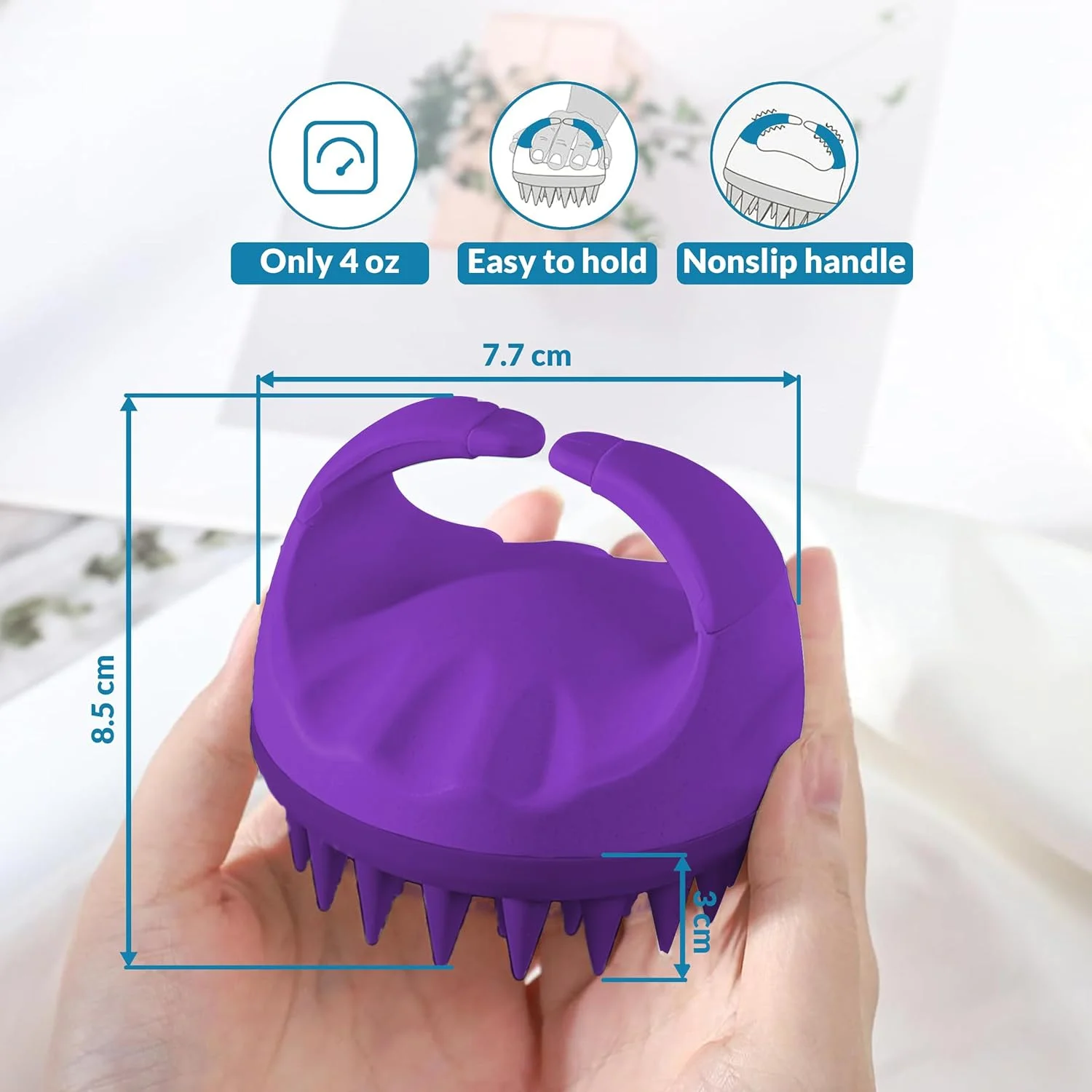برس شامپو ماساژور پوست سر با موهای نرم سیلیکونی | ماساژور مو برای انواع مو، لایه برداری عمیق پوست سر - ایده آل برای آقایان و بانوان | برس سر با دسته ارگونومیک ضد لغزش