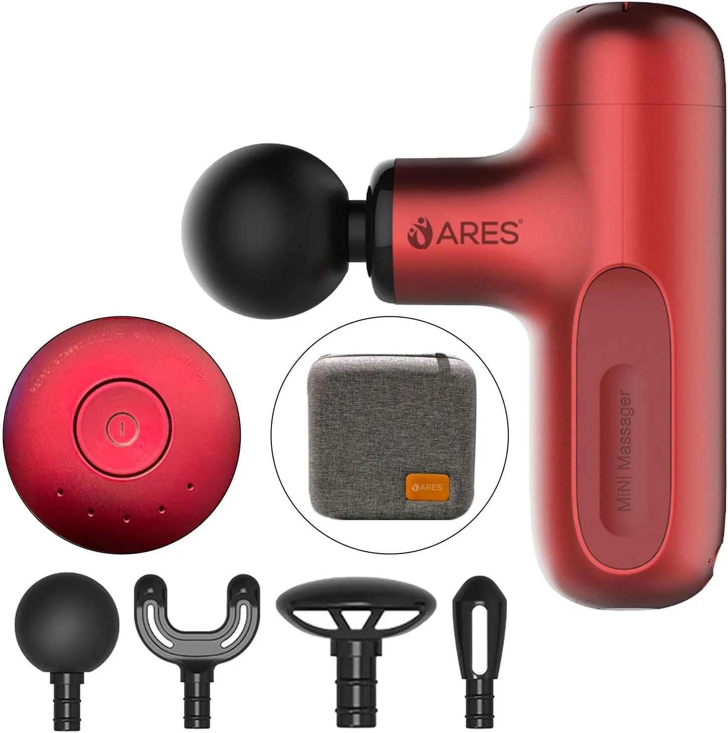 ماساژور تفنگی iCute ARES | دارای 5 سطح سرعت | 4 سر قابل تعویض | ظرفیت باتری 3 سلولی 2500mAh | زمان شارژ 2.5 ساعت | 15 ساعت کار مداوم | 1800-3000 دور در دقیقه | کیف نگهداری | رنگ قرمز