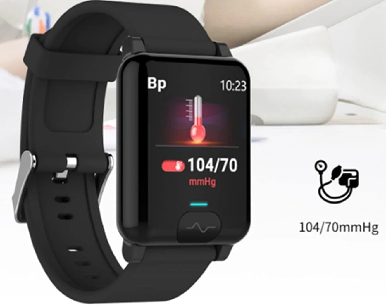 دستبند هوشمند NC با قابلیت پایش دمای بدن، ضربان قلب، فشار خون، اکسیژن خون، نوار قلب+PPG و ضد آب IP68 - مشکی