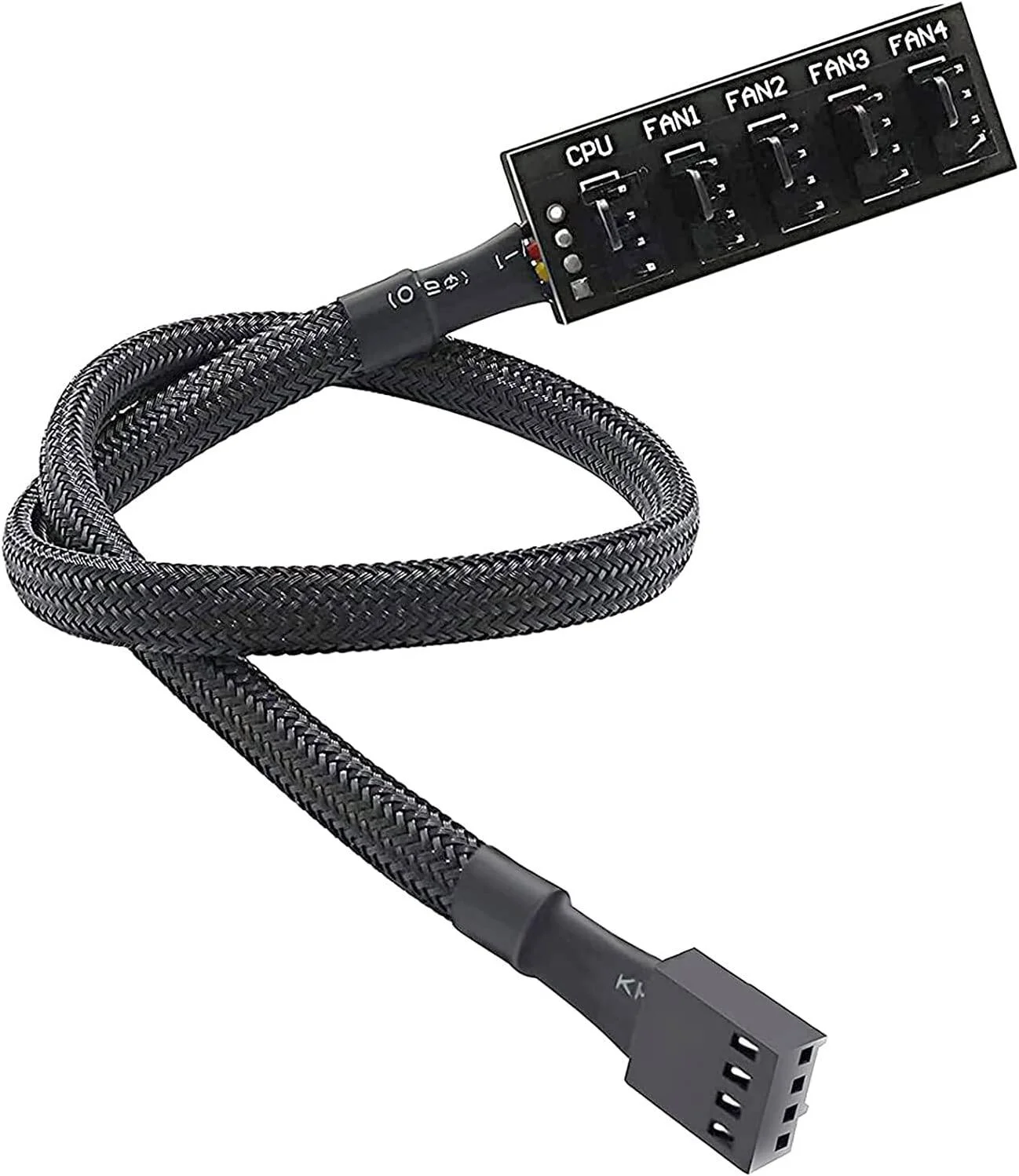 هاب فن PWM Unikstone، خنک کننده CPU کامپیوتر، طول 40 سانتی متر، فن 4 پین/3 پین، کابل برق، آداپتور تقسیم هاب، تقسیم کننده فن PWM برای فن های خنک کننده کیس کامپیوتر رومیزی 12 ولت 1 به 5 راه، مشکی | PWM CBL