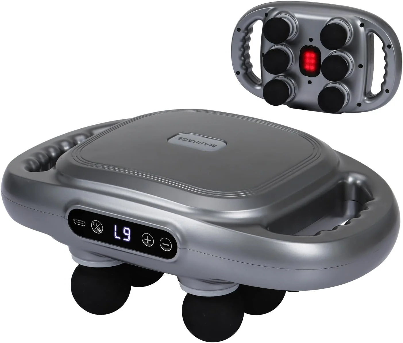 ماساژور تفنگی قابل حمل VIYA برای تسکین درد عضلات کل بدن، ماساژور برقی دستی ورزشی بافت عمیق فاسیای الکتریکی با نور قرمز و 6 سر