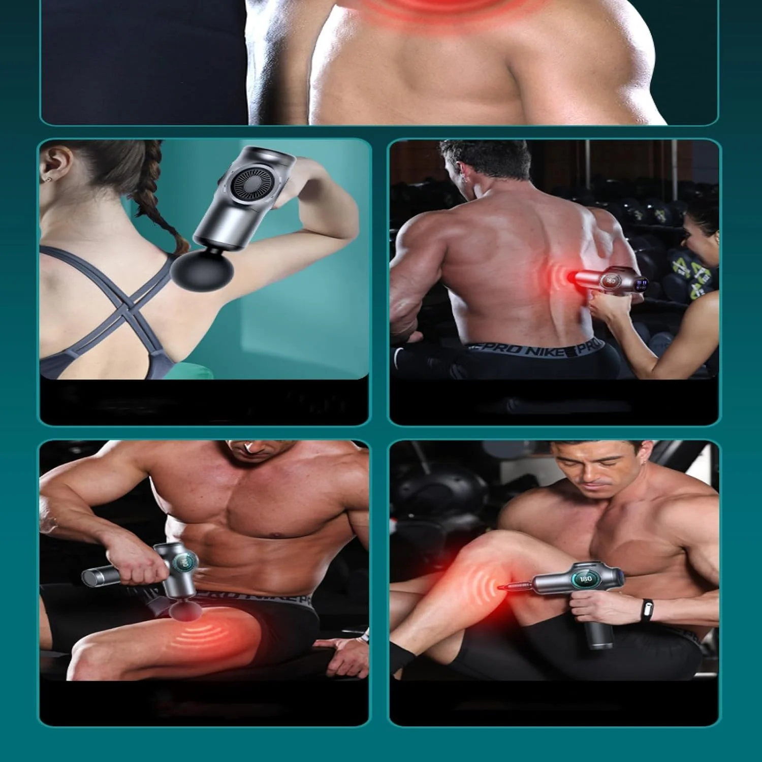 ماساژور تفنگی وی پی هوم، ماساژور عمقی عضلات با 8 سری و 99 سطح سرعت، تسکین دهنده درد عضلات برای ورزشکاران و رفع گرفتگی عضلات (خاکستری تیره)