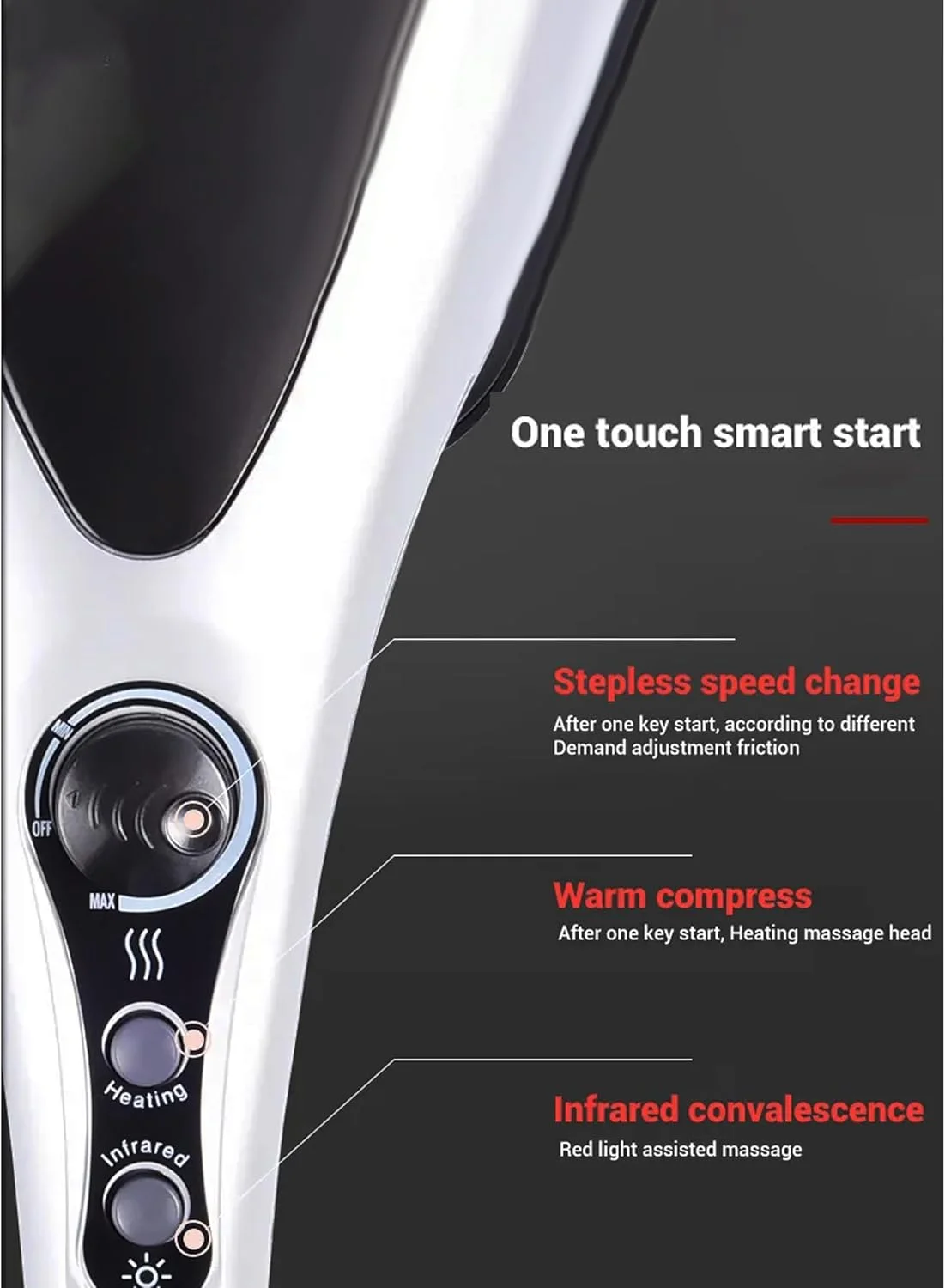 ماساژور دستی دو سر توشیونیکس برای کل بدن، دستگاه ماساژ پشت با ویبره گرمایشی و مادون قرمز، ماساژور الکتریکی دوگانه ضربه ای برای گردن، شانه، بازوها، پاها، کف پا، درد عضلانی، تسکین تنش