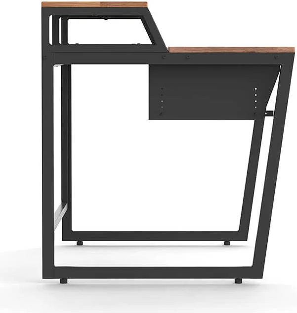 میز استودیویی Wavebone Star Rover - ایستگاه کاری ارگونومیک جمع و جور با فضای رک زاویه دار 6U، سینی کیبورد قابل تنظیم، سطح دو طبقه و مدیریت کابل هوشمند برای استودیوهای خانگی، چوب | WB-MHQ-T-W