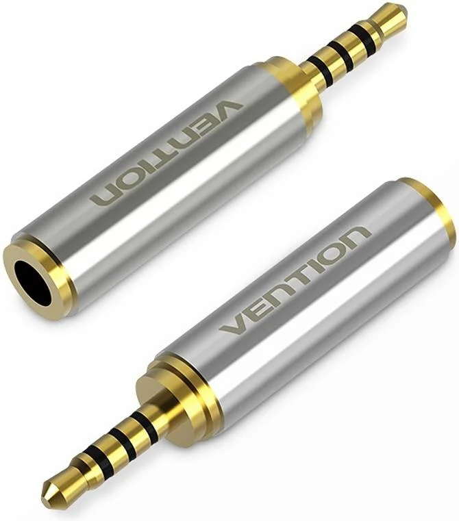 تبدیل کننده مادگی 3.5 میلی‌متری به نری 2.5 میلی‌متری ونشن، تبدیل کوچک به بزرگ، کیفیت صدای خالص، کانکتور با روکش طلا، فرآیند آبکاری پوسته آلومینیومی، طلایی | VAB-S02