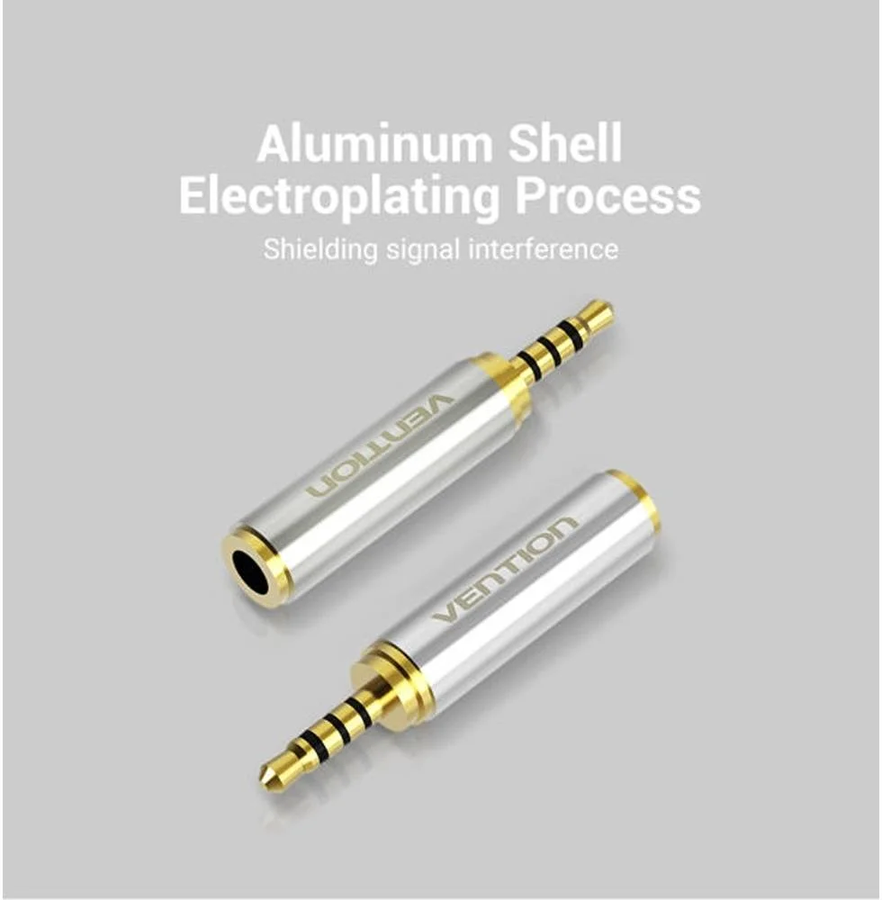 تبدیل کننده مادگی 3.5 میلی‌متری به نری 2.5 میلی‌متری ونشن، تبدیل کوچک به بزرگ، کیفیت صدای خالص، کانکتور با روکش طلا، فرآیند آبکاری پوسته آلومینیومی، طلایی | VAB-S02