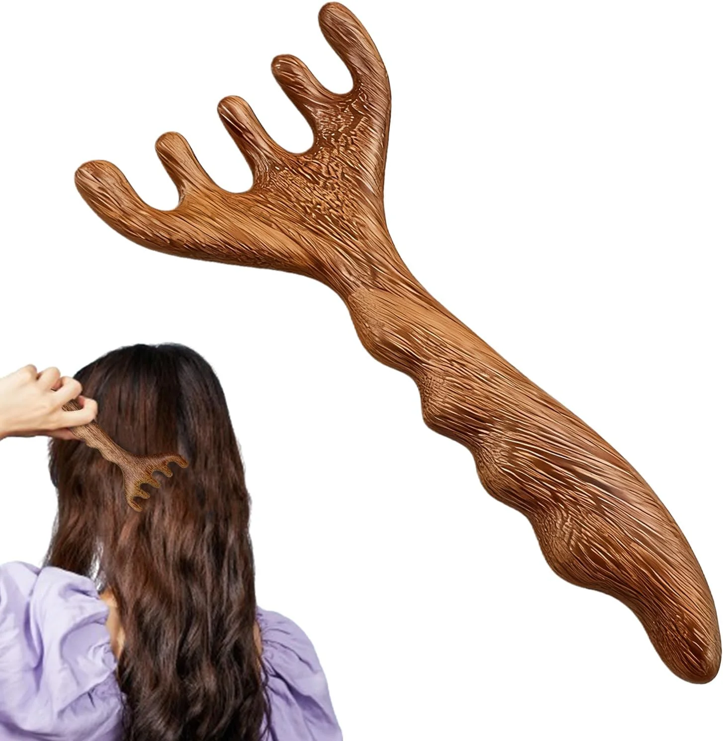 ماساژور چوبی سر، ابزار دستی رشد مو - ماساژور محرک سر - برای چشم ها، صورت، گردن، شانه ها، مردان، زنان، مسافرت روزانه، خانه، محل کار