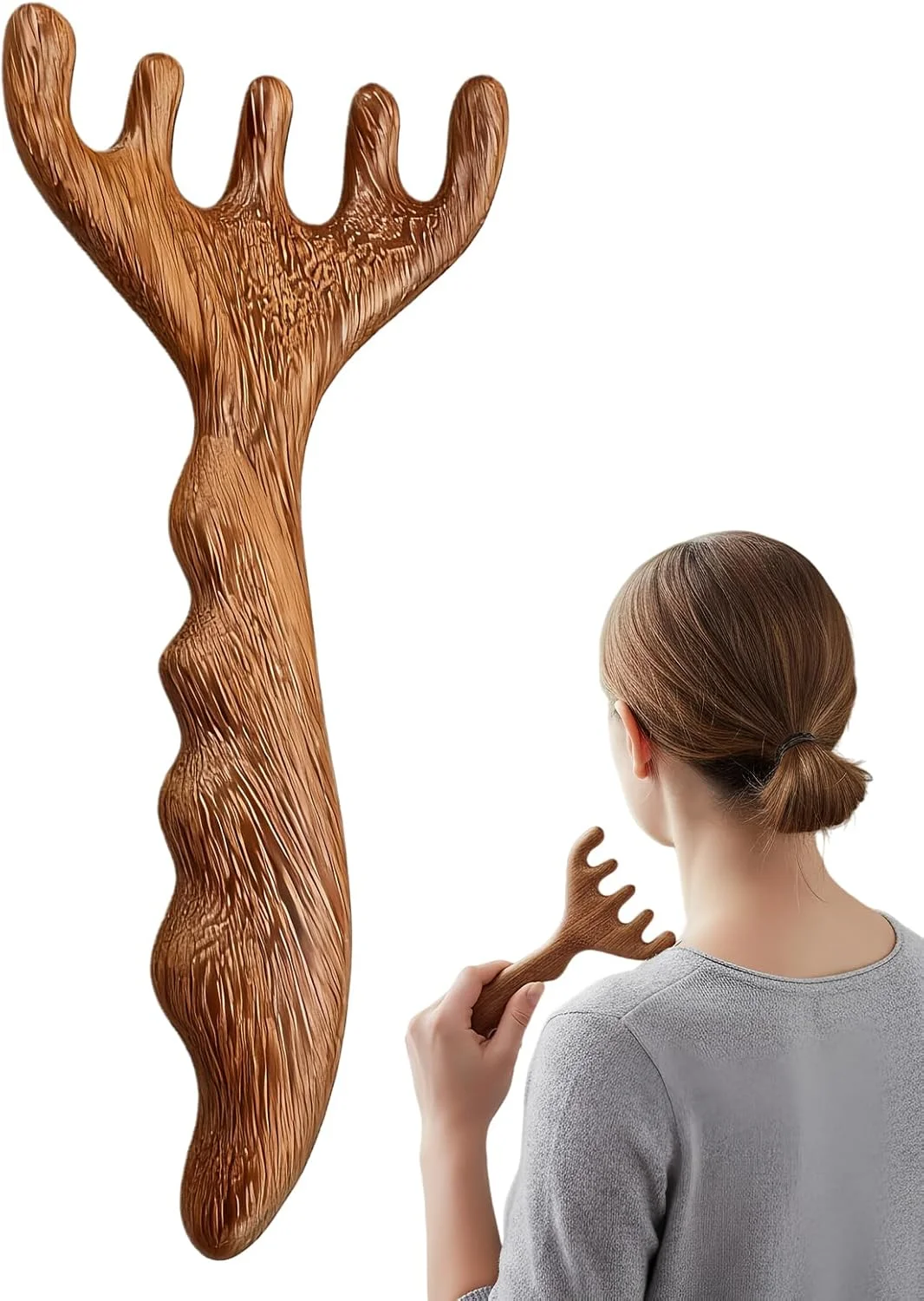 ماساژور چوبی سر - ابزار دستی قابل حمل مو | محرک سر، ماساژور سر برای چشم ها، صورت، گردن، شانه ها، مردان، زنان، مسافرت روزانه، خانه، محل کار