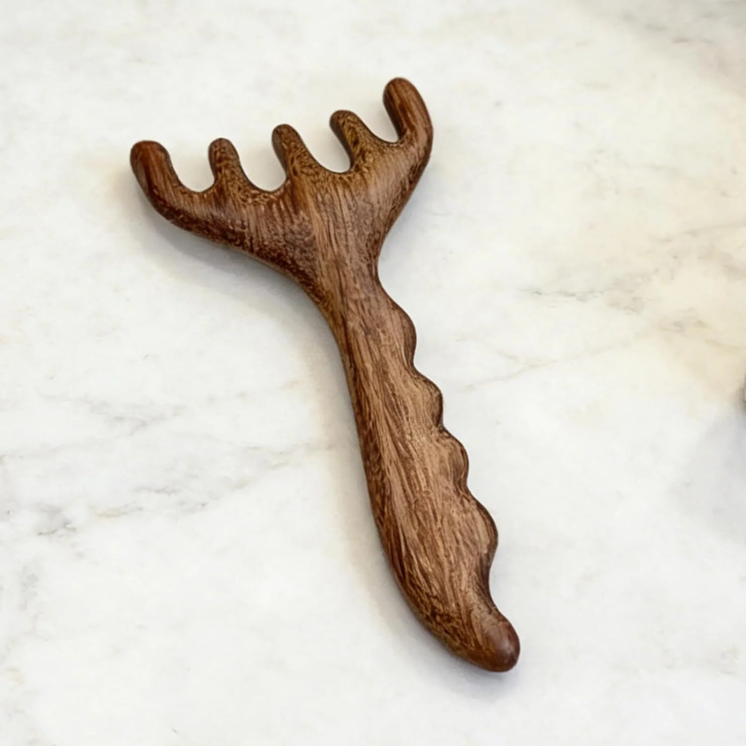 ماساژور چوبی سر - دندانه پهن دستی چوبی - ابزار شانه ماساژ سر | برای چشم ها صورت گردن شانه ها مردان زنان مسافرت روزانه خانه محل کار