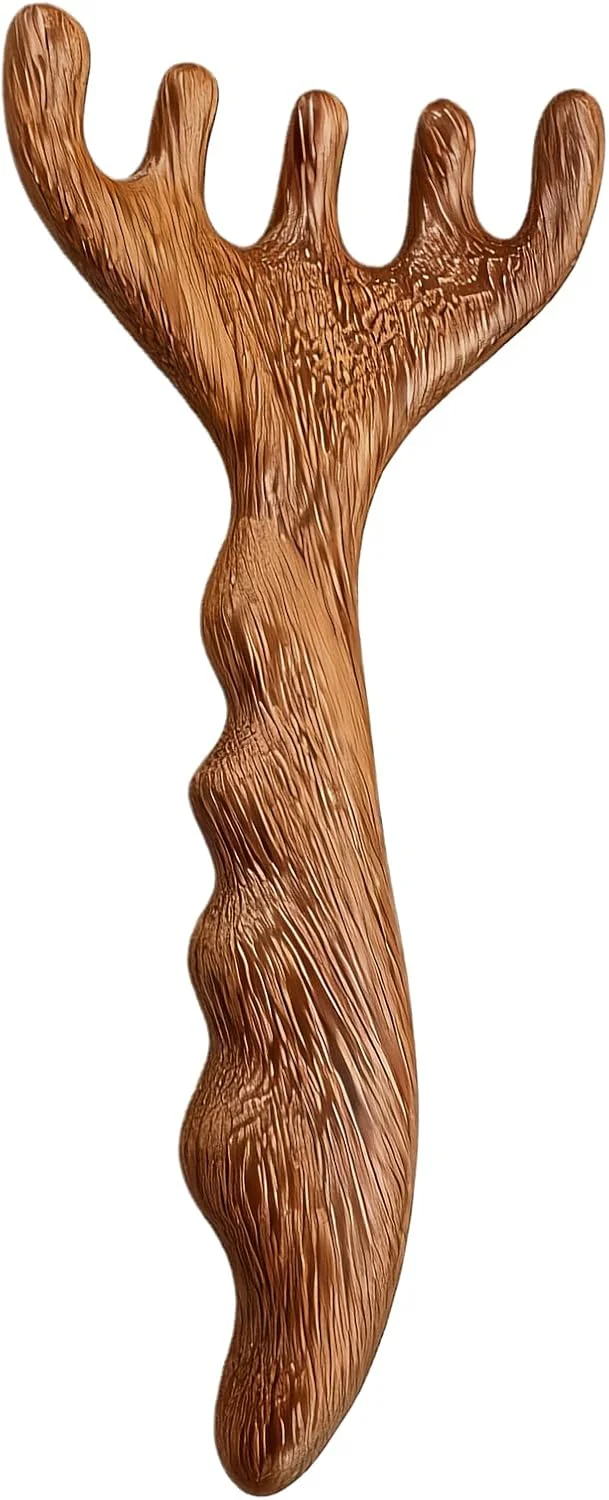 شانه ماساژ چوبی، قابل حمل با دندانه های پهن برای رشد مو | ماساژور پوست سر - برای چشم ها، صورت، گردن، شانه ها، آقایان، خانم ها، مسافرت روزانه، خانه، محل کار