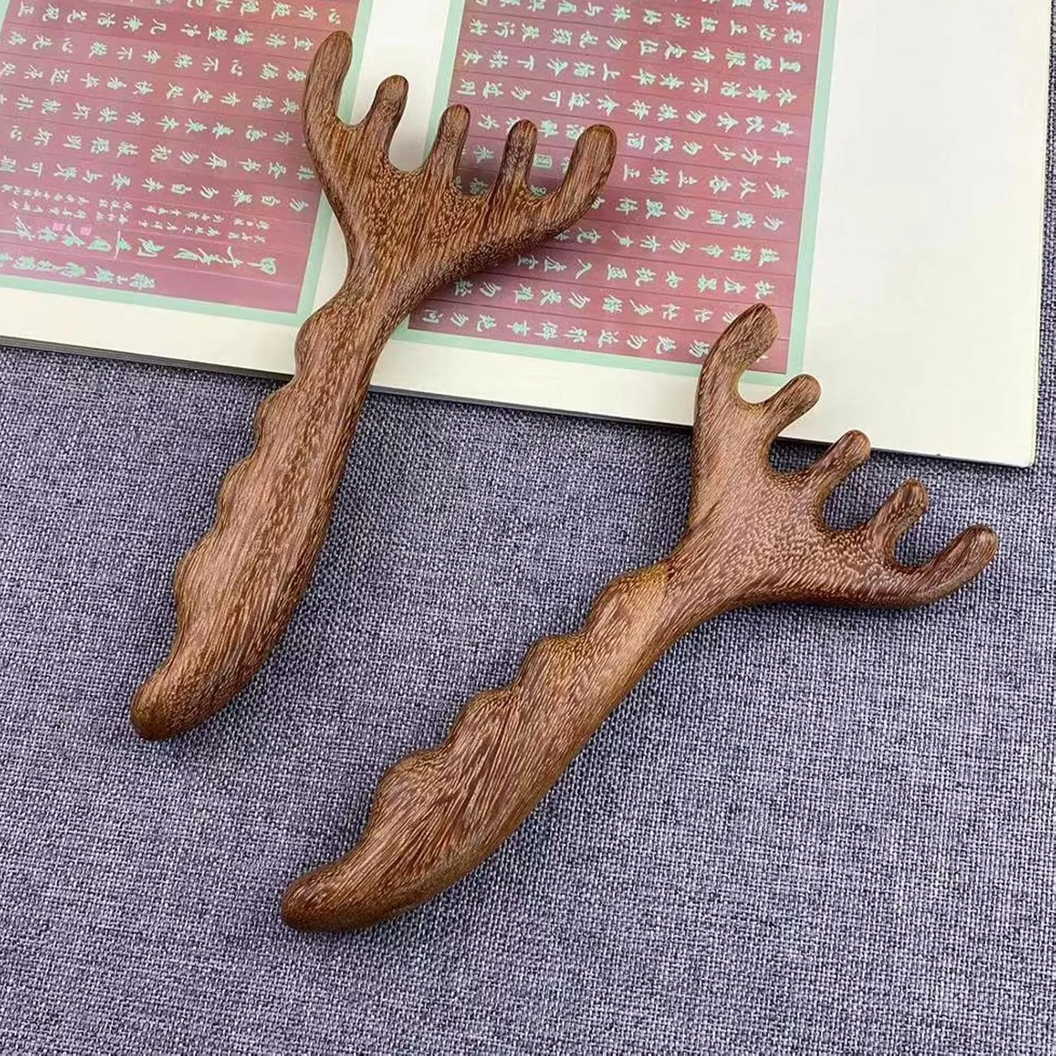 شانه ماساژ چوبی، قابل حمل با دندانه های پهن برای رشد مو | ماساژور پوست سر - برای چشم ها، صورت، گردن، شانه ها، آقایان، خانم ها، مسافرت روزانه، خانه، محل کار