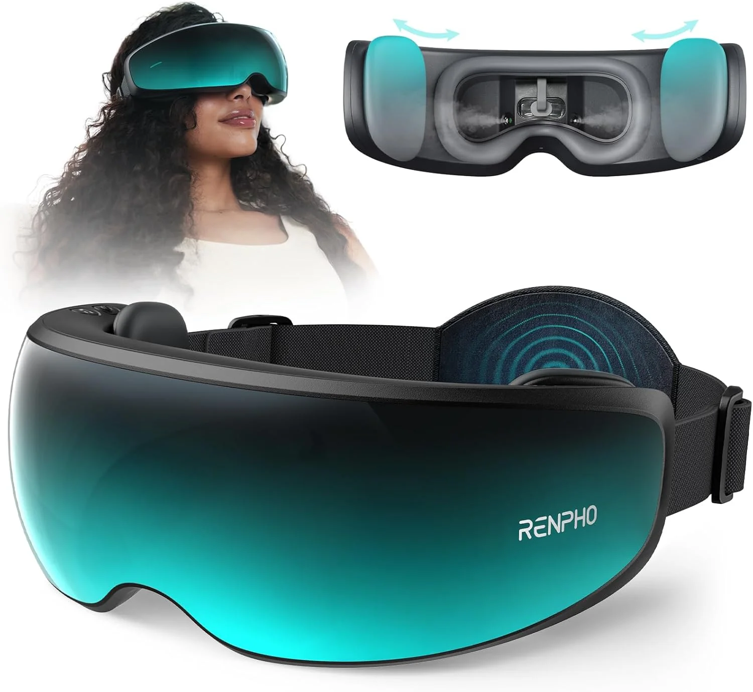 ماساژور چشم RENPHO با بخار و ماساژ شقیقه، ماساژور شقیقه کشویی برای میگرن، هدیه تولد برای مادر پدر زنان مردان، ماسک چشم Eyeris Caligo