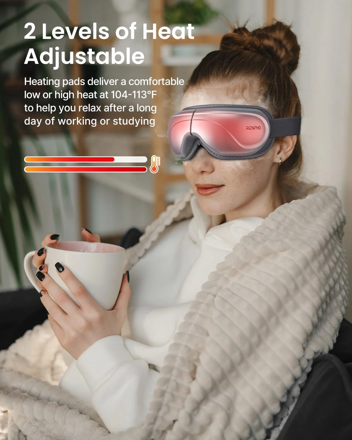 ماساژور چشم پیشرفته با گرما و ویبره، ماساژور چشم برای آرامش، مراقبت از چشم، خستگی چشم، خشکی چشم، بهبود خواب