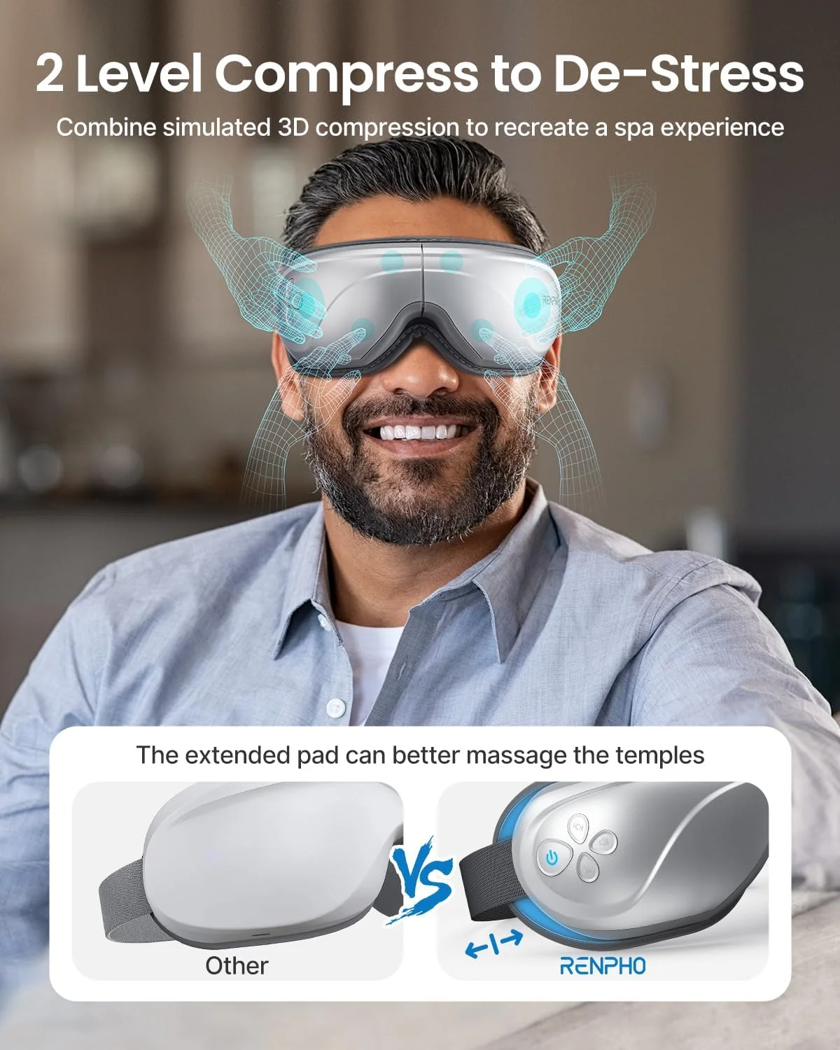 ماساژور چشم پیشرفته با گرما و ویبره، ماساژور چشم برای آرامش، مراقبت از چشم، خستگی چشم، خشکی چشم، بهبود خواب