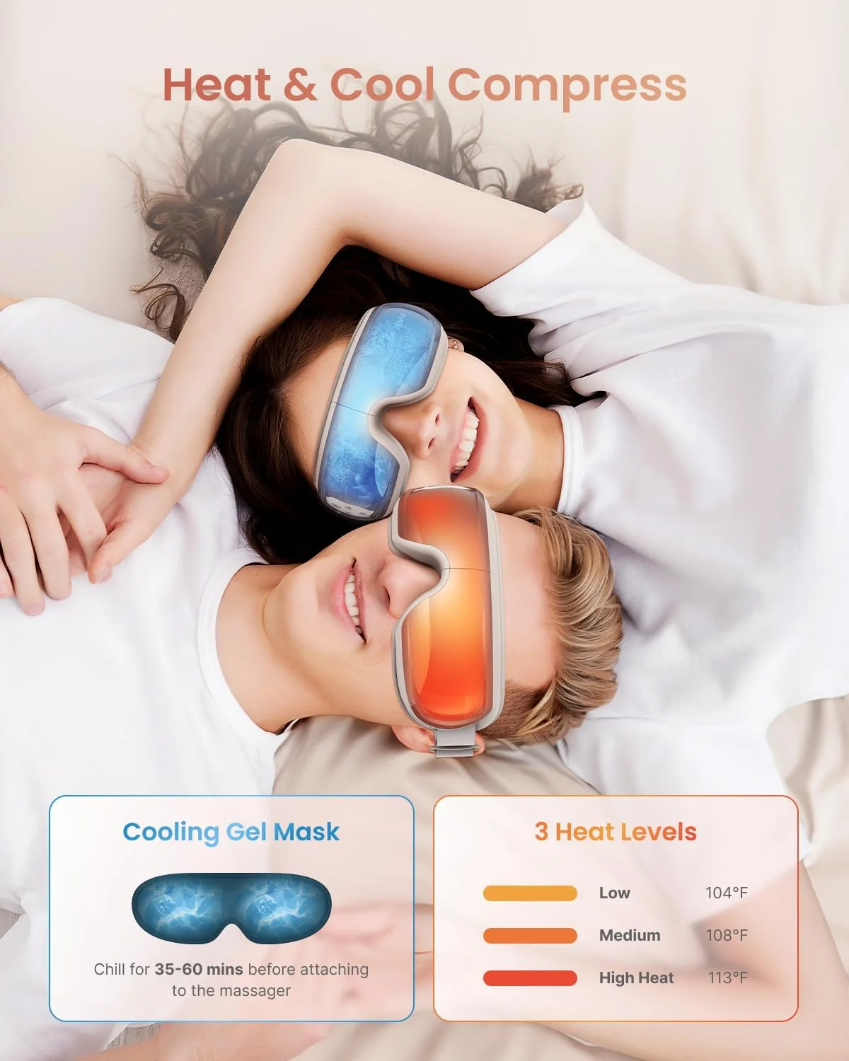 ماساژور چشم RENPHO با گرما و خنک کننده، مدل Eyeris 3 Rosé، ماسک خواب چشم با کنترل صوتی و پد یخی، هدیه تولد برای خانم ها/آقایان/مادر/پدر، اقلام واجد شرایط FSA، دستگاه مراقبت از شقیقه برای میگرن