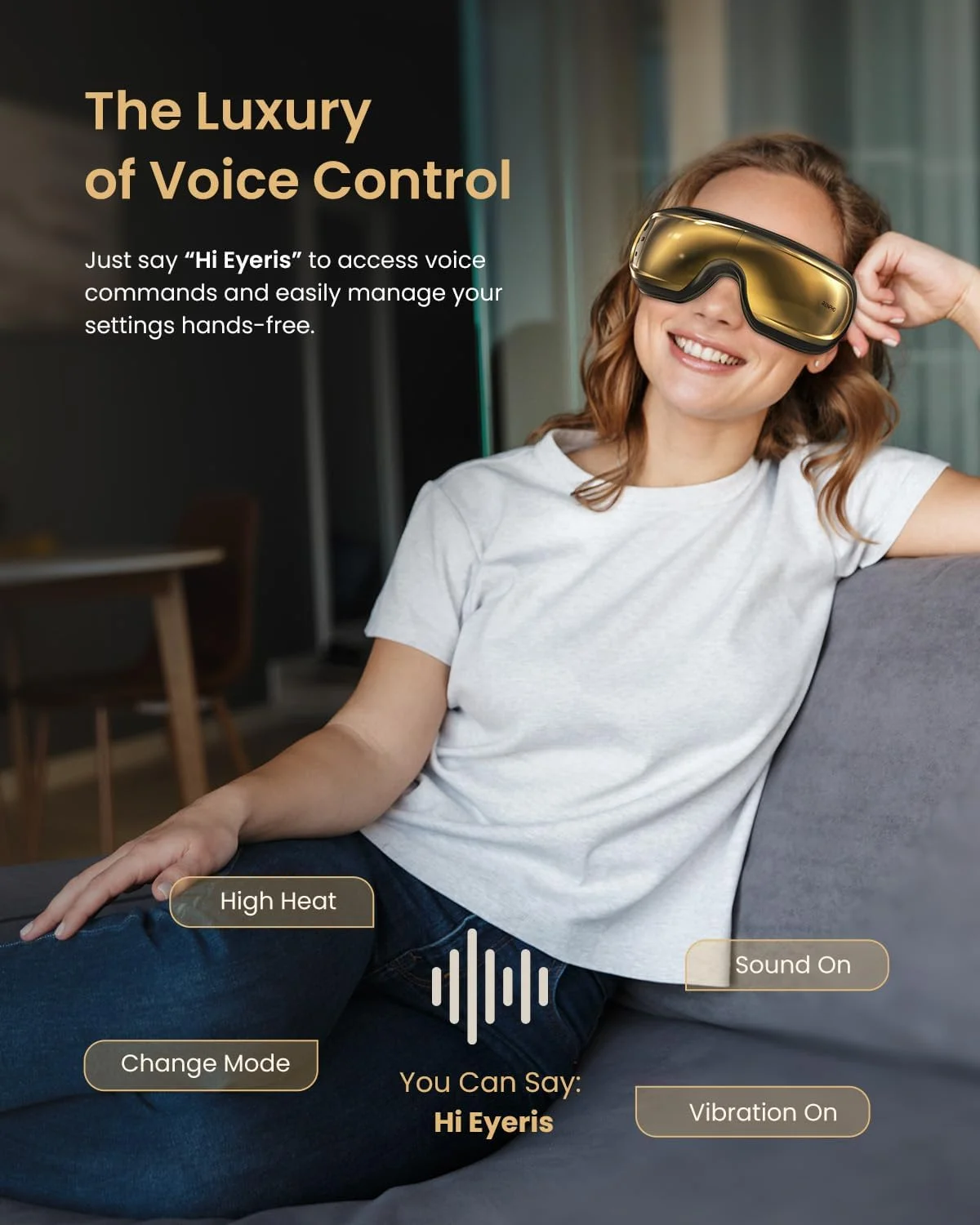 ماساژور چشم RENPHO Eyeris 3 با گرما و سرما، هدیه تولد برای خانم ها/آقایان، ماسک چشم کنترل صوتی با ماسک ژلی قابل جابجایی و تنظیمات ماساژ DIY، دستگاه های مراقبت از چشم برای میگرن