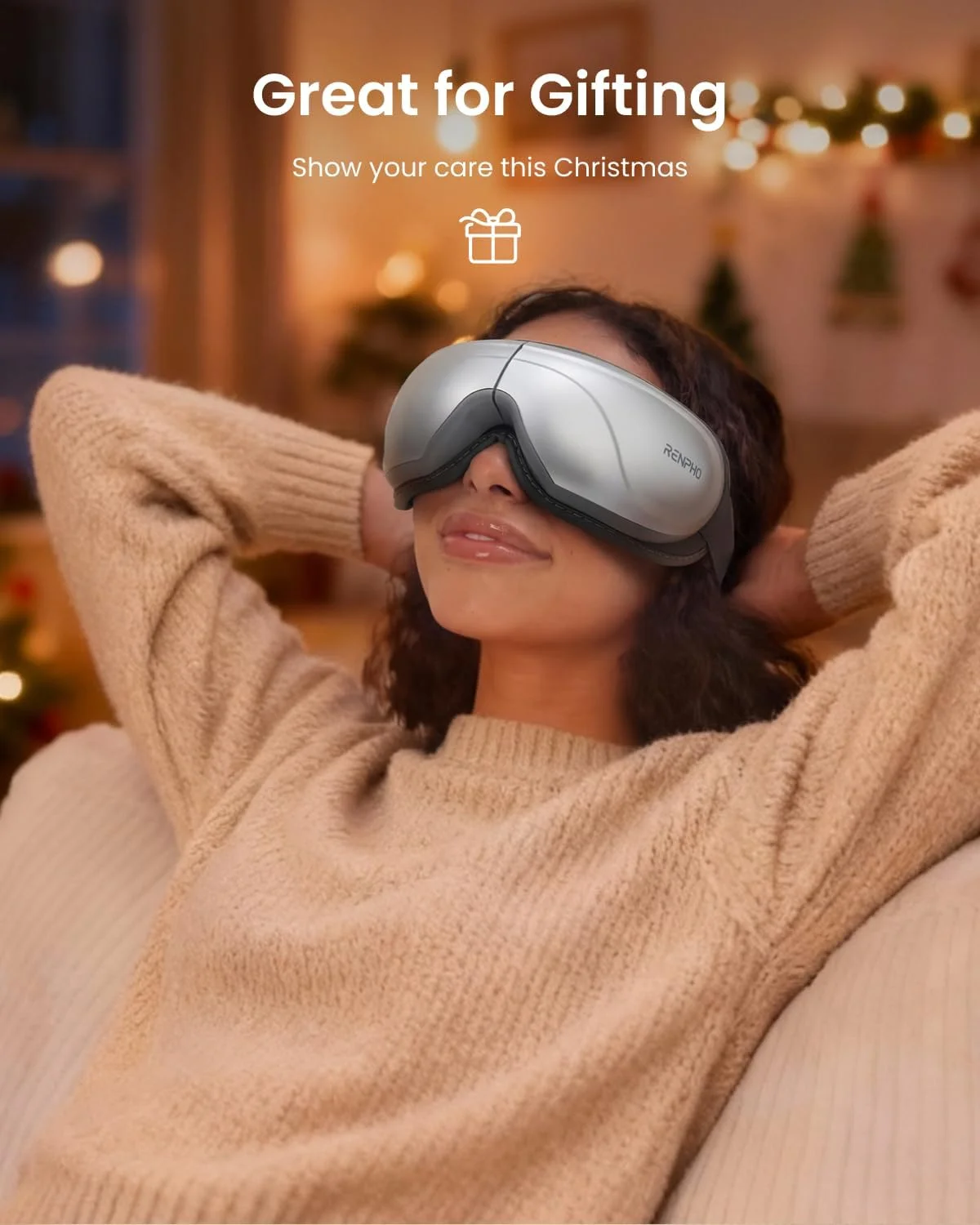 ماساژور چشم RENPHO Eyeris 2 با گرما، هدیه تولد و کریسمس برای نوه ها، مادر، پدر، زنان و مردان، ماساژور صورت، ماسک چشم گرم برای بهبود خواب