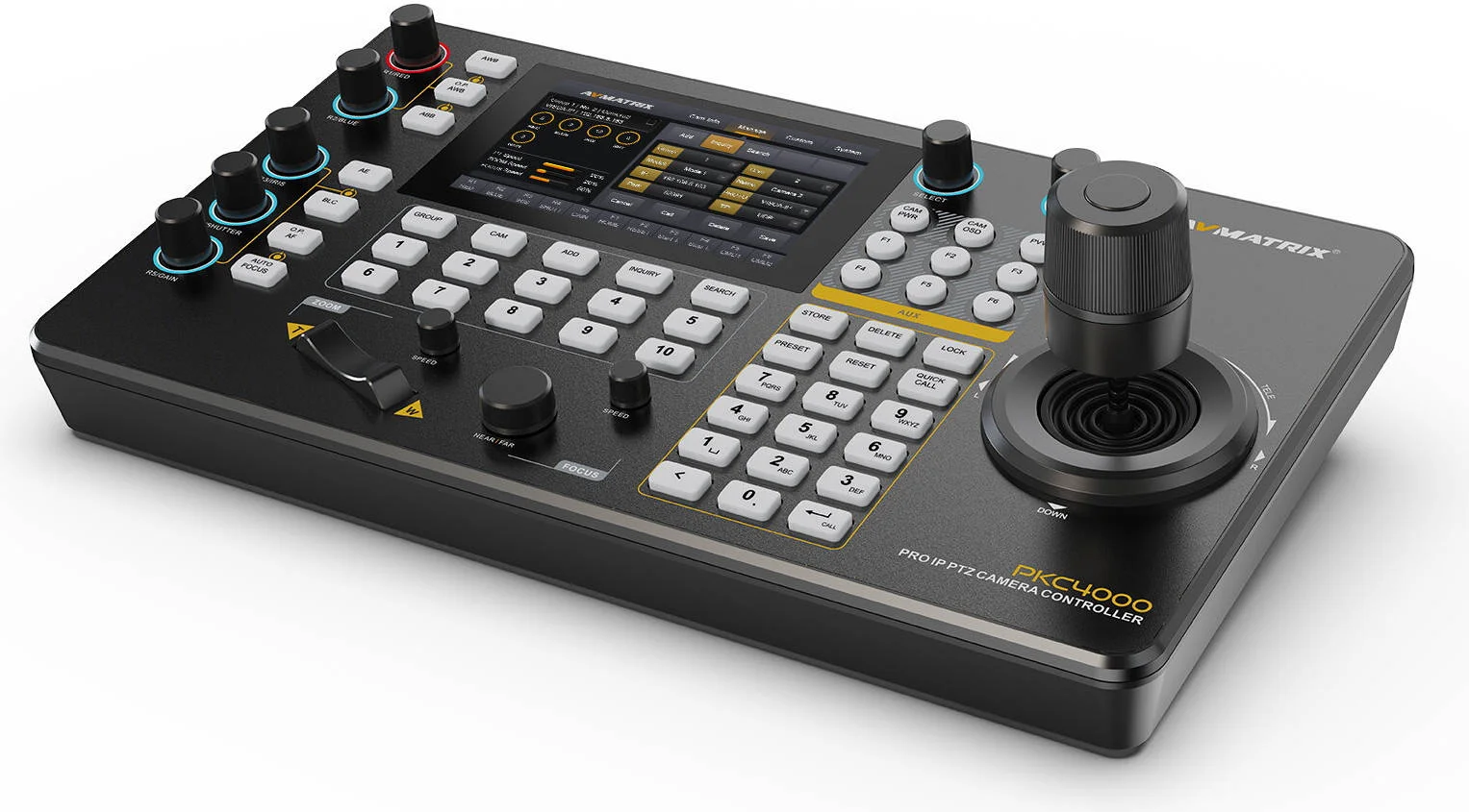 کنترلر AVMATRIX PKC4000، ارتباطات سریال و IP، کنترل تا 7 دوربین سریال، کنترل تا 100 دوربین IP، پشتیبانی از Power-over-Ethernet (PoE)، منبع تغذیه 12 ولت DC شامل | PKC4000