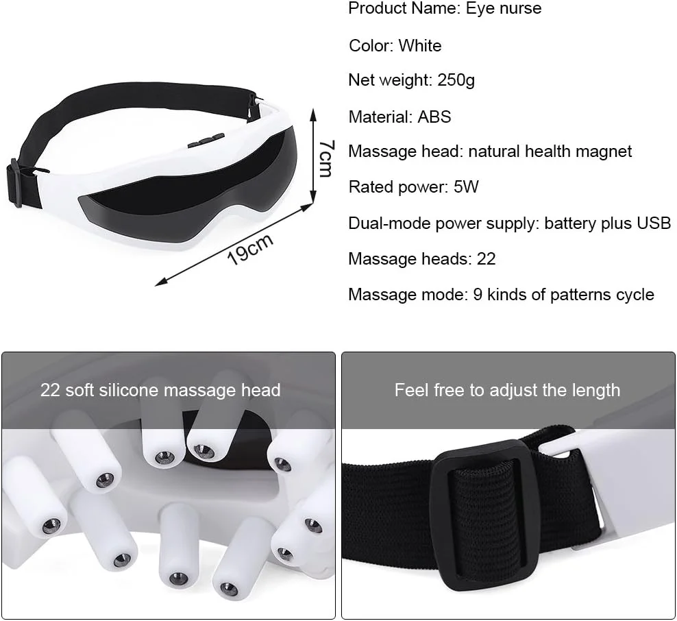 ماساژور چشم، ماساژ برقی بی سیم برای مراقبت از چشم، رفع سردرد و استرس، مناسب برای مسافرت، دفتر، خانه و خودرو