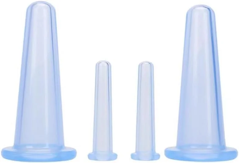ست ۴ عددی مینی ماساژ کاپینگ، فنجان های سیلیکونی صورت، کمک ماساژور صورت، مراقبت از پوست گردن، پشت، چشم، فنجان ماساژ ایمن برای استفاده، نگران سوختگی نباشید (آبی)