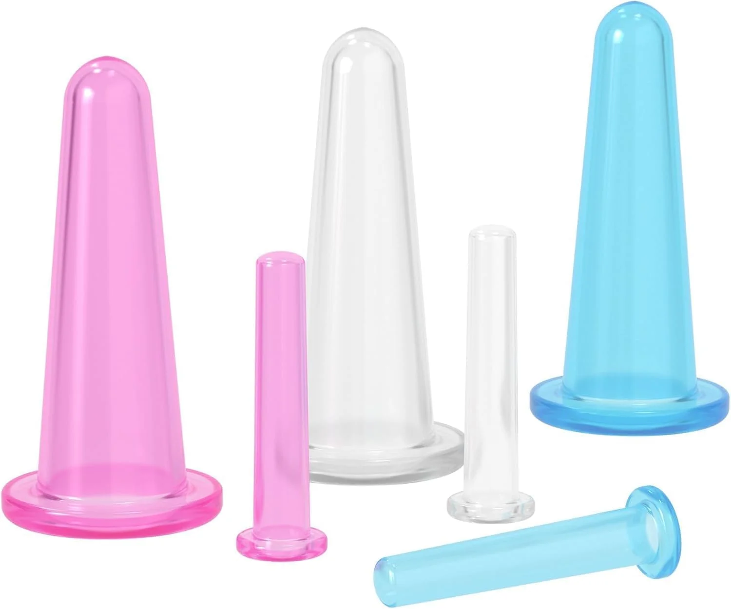 ست ۴ عددی مینی ماساژ کاپینگ، فنجان های سیلیکونی صورت، کمک ماساژور صورت، مراقبت از پوست گردن، پشت، چشم، فنجان ماساژ ایمن برای استفاده، نگران سوختگی نباشید (آبی)