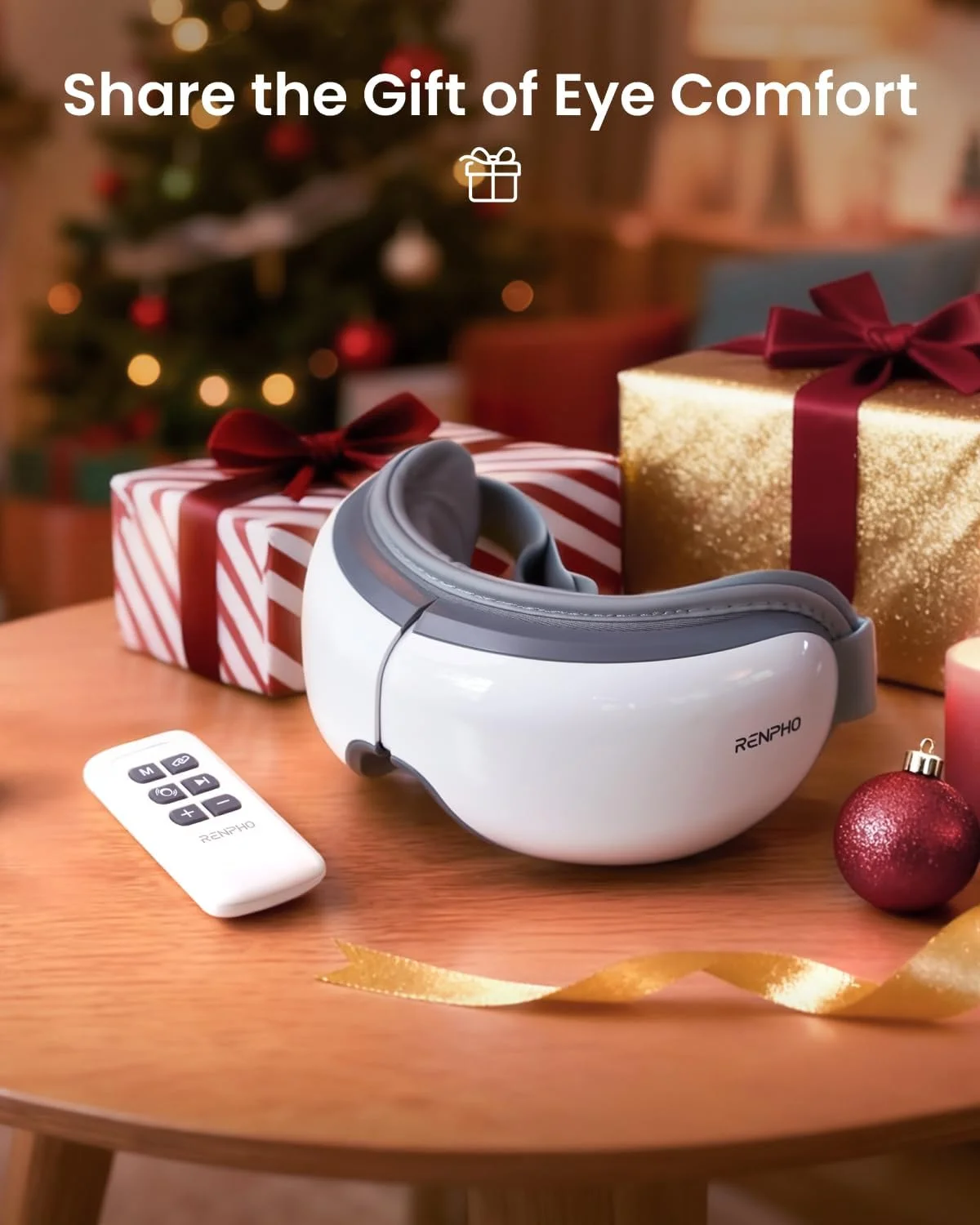 ماساژور چشم RENPHO با کنترل از راه دور، گرما و فشار، هدیه تولد برای خانم ها و آقایان، ماسک خواب Eyeris 1 FSA HSA، ماساژور سر برای تسکین فشار، تسکین میگرن، کاهش التهاب چشم