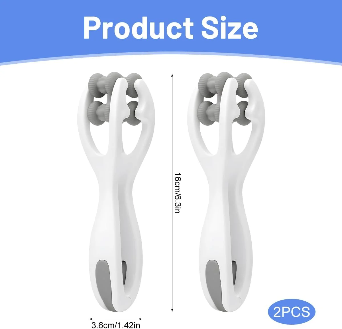 ماساژور دستی و انگشتی دو طرفه، ابزاری برای گردش خون و آرتروز (2 عدد)