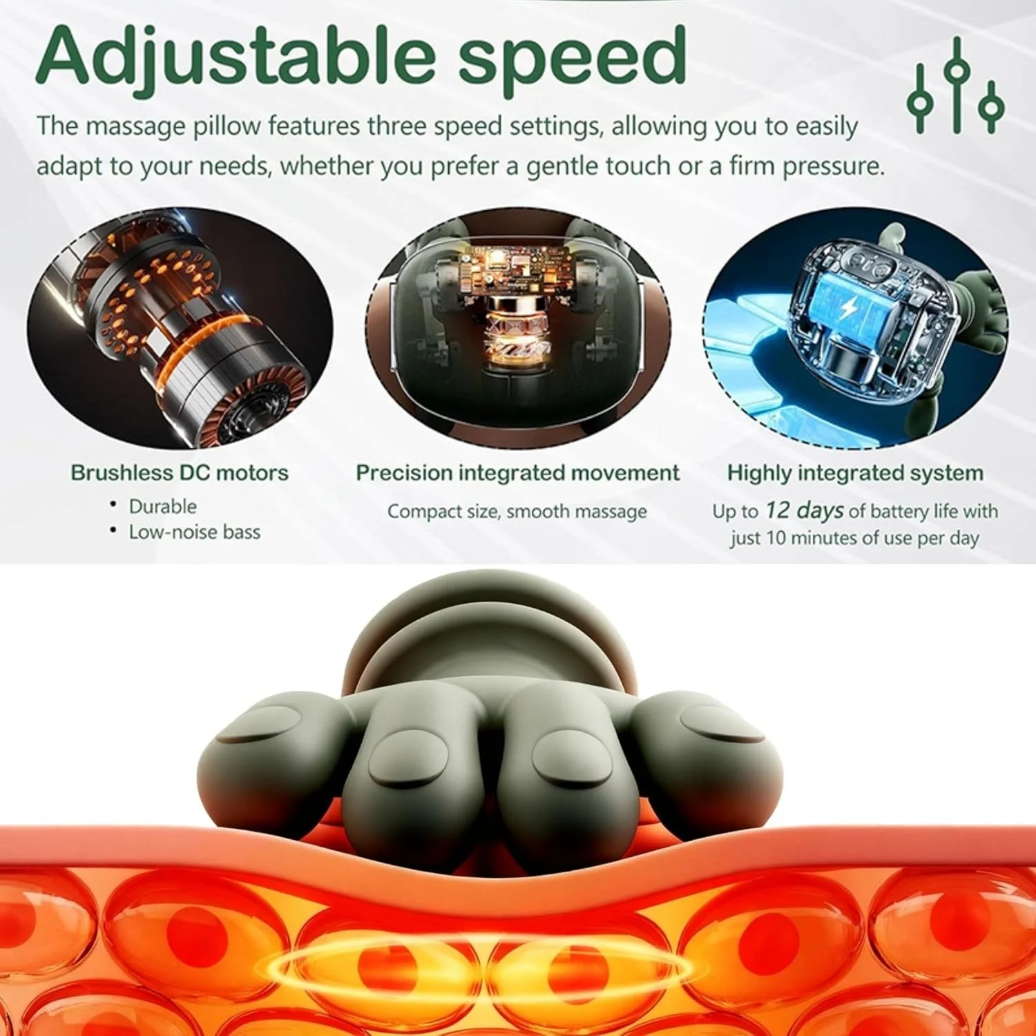 ماساژور گردن با طراحی دست‌مانند، ماساژور شیاتسو گردن و کمر گرمایشی بیونیک، ماساژ الکتریکی با بافت عمیق بی‌سیم و قابل حمل با عملکرد گرمایشی شبیه‌سازی دست انسان برای آرامش گردن، شانه و کمر