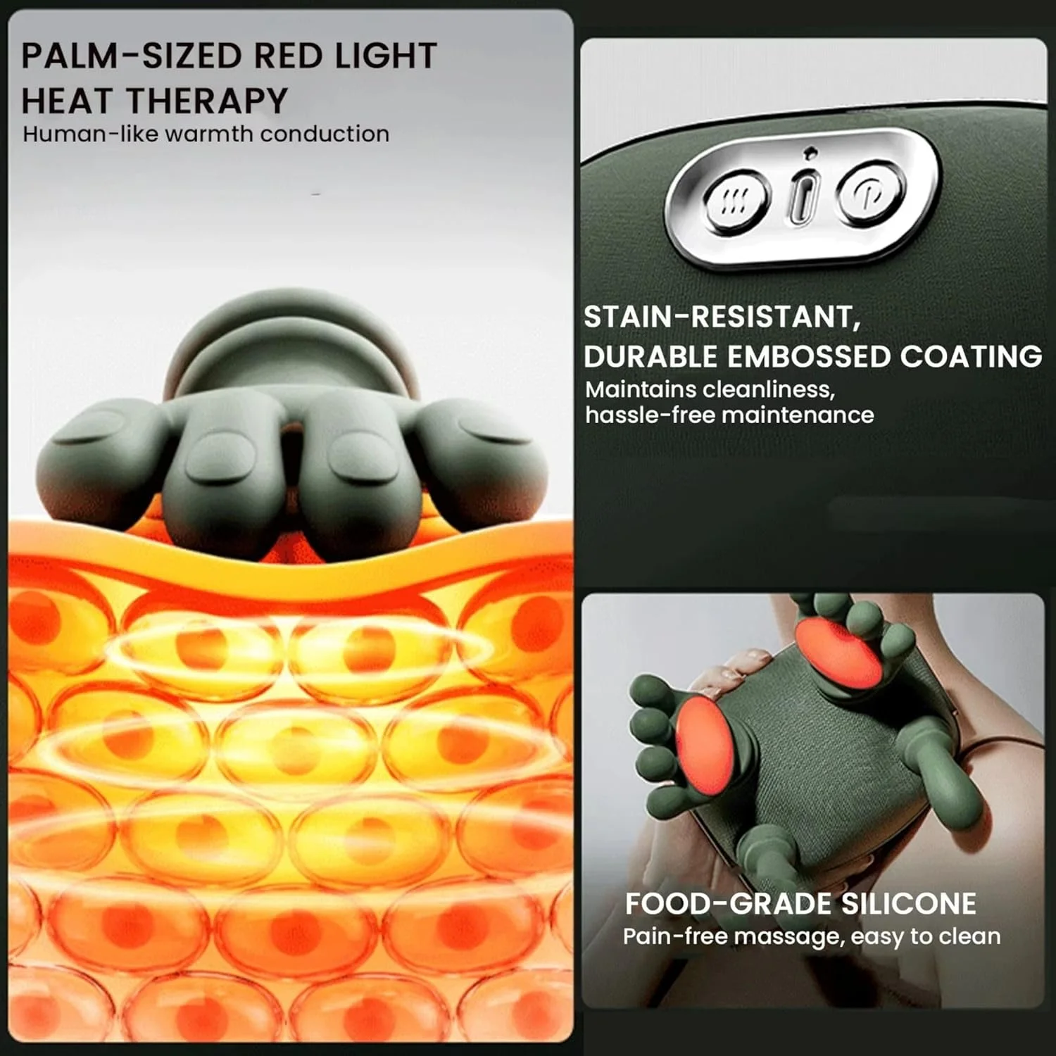 ماساژور گردن با طراحی دست‌مانند، ماساژور شیاتسو گردن و کمر گرمایشی بیونیک، ماساژ الکتریکی با بافت عمیق بی‌سیم و قابل حمل با عملکرد گرمایشی شبیه‌سازی دست انسان برای آرامش گردن، شانه و کمر