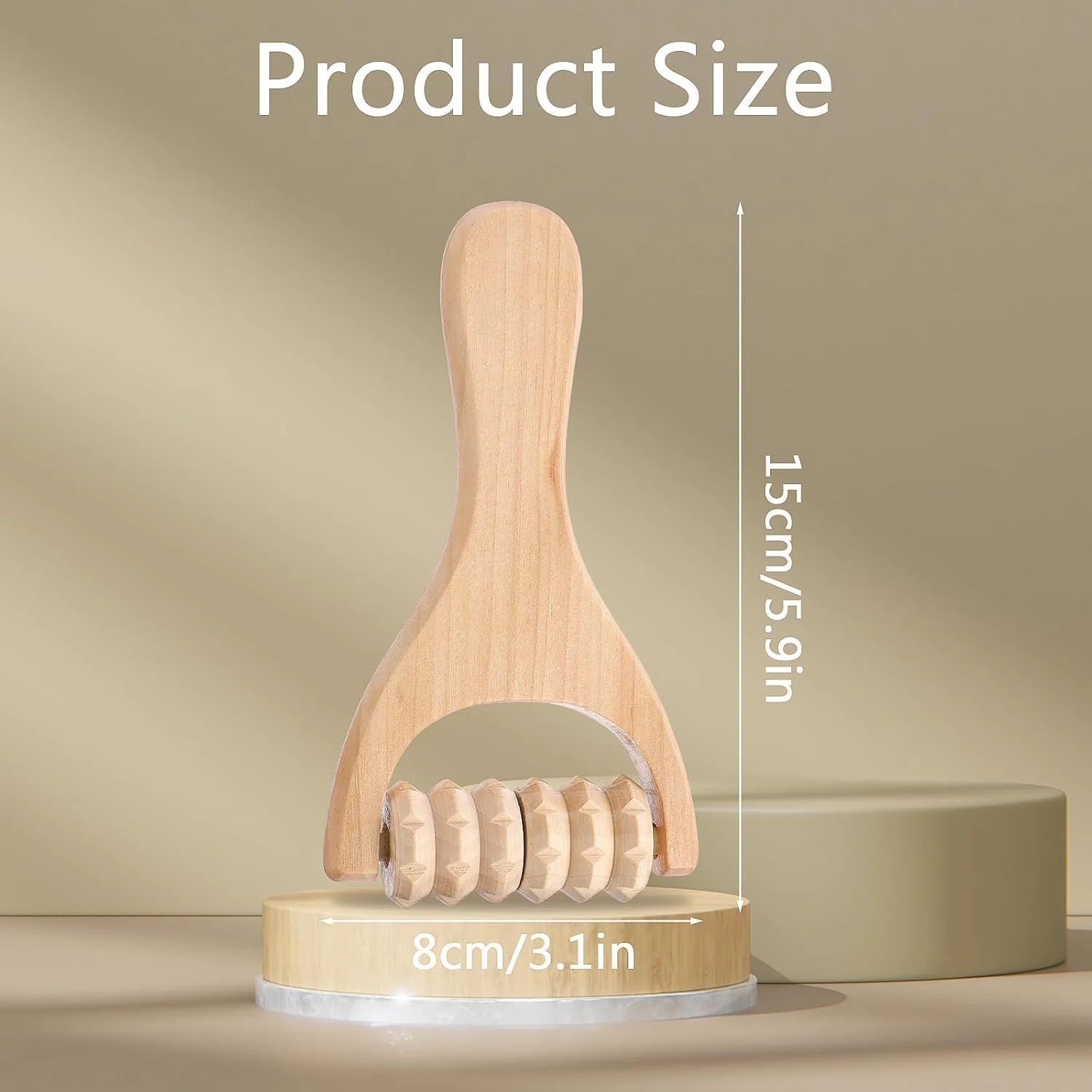 غلتک ماساژ دستی چوبی BIGTHREE، بسته 3 عددی، ابزار ماساژ تراپی دستی چوبی، ماندگاری بالا، مناسب برای ریلکس کردن عضلات ران، ساق پا، دست و کل بدن.