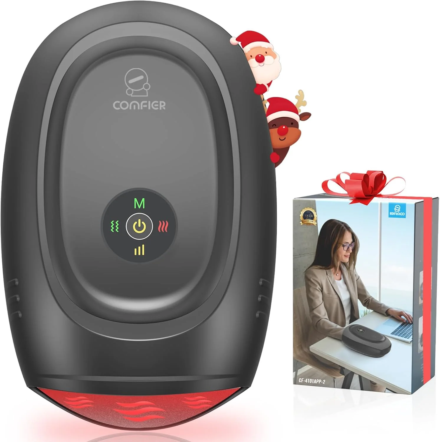 ماساژور دستی گرمایشی و فشاری کامفایر، ماساژور دستی بی سیم برای آرتروز و تونل کارپال، مچ دست، ماساژ انگشت، هدیه برای مادر، پدر، زنان و مردان (مشکی)