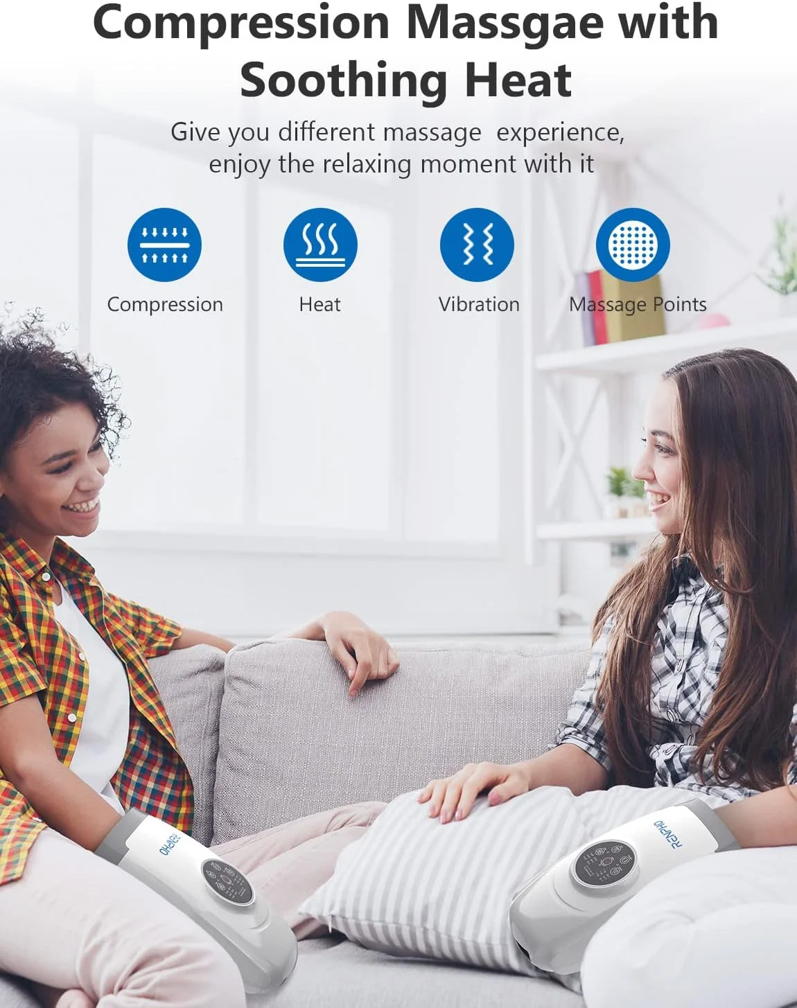 ماساژور دست RENPHO با گرما، دستگاه ماساژور بی سیم دست با 6 سطح ماساژ و فشرده سازی شدت برای تسکین بی حسی، خستگی و درد انگشتان مچ دست