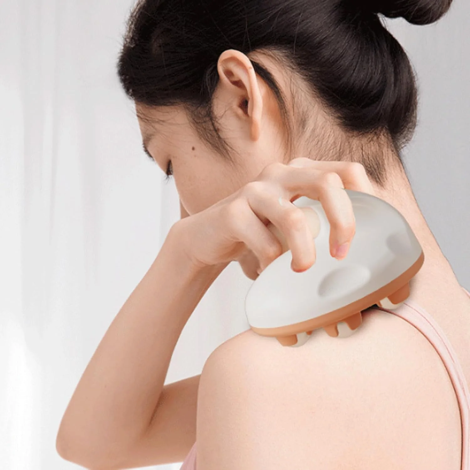 ماساژور دستی تزویق، ابزار ماساژ کل بدن با غلتک توپی دستی 360 درجه برای ران، شکم و باسن (نارنجی)