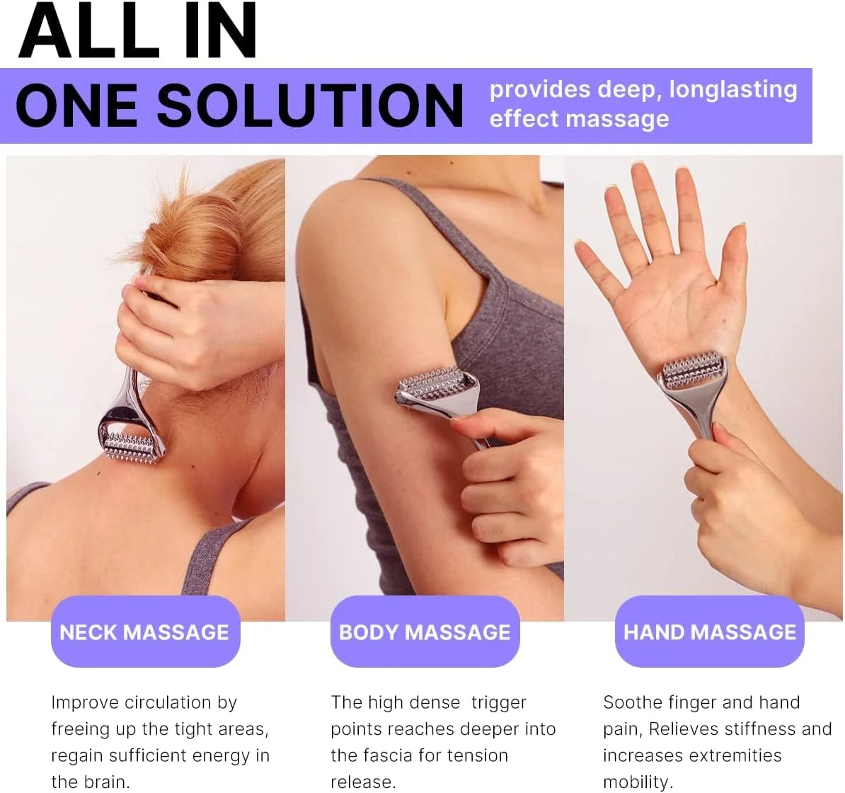 ماساژور غلتکی تزویق، غلتک ماساژ طب سوزنی برای تسکین درد گردن، سر و دست و آرامش عضلات