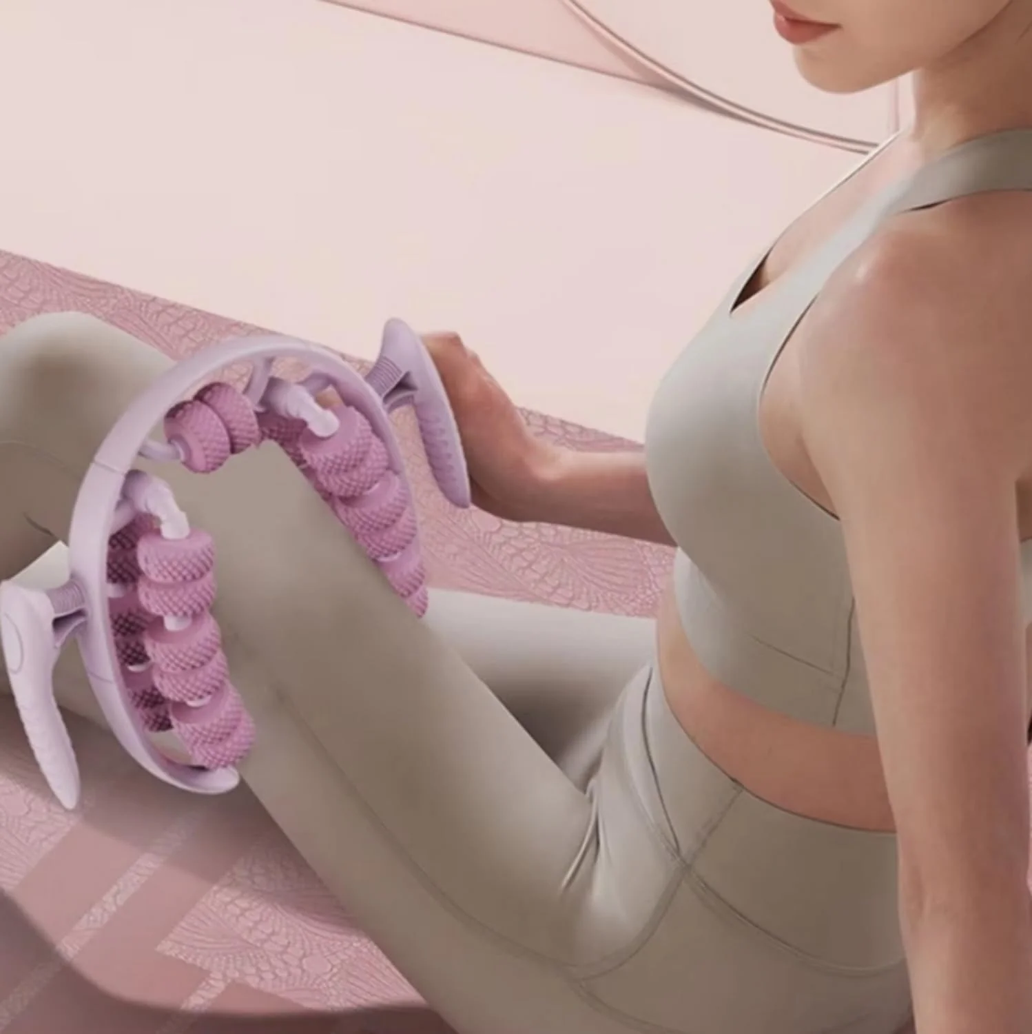 ماساژور ساق پا چرخ دار SKEIDO با 26 چرخ، غلتک لاغری بدن و ضد سلولیت برای ماساژ کمر، پا، بازو، باسن، ماساژ 360 درجه و تسکین عضلات ساق پا (صورتی)