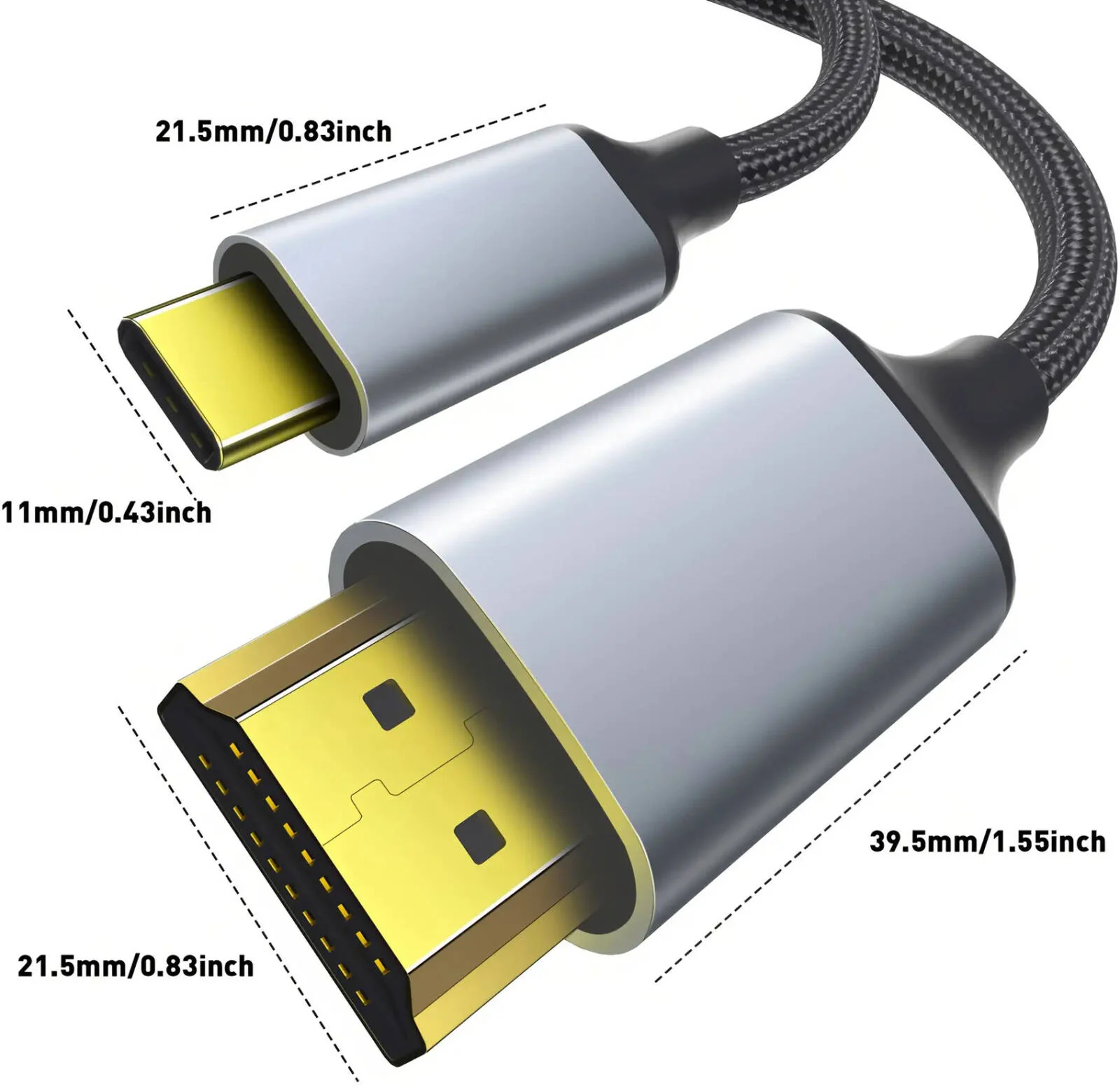 کابل USB C به HDTV، طول 182.88 سانتی متر، کابل USB 3.1 Type-C به HDTV با سرعت بالا 4K، سازگار با Thunderbolt 3/4، MacBook Pro/Air، S8، iPhone 15/16، iPad Pro، iMac، Surface، 2 متر، خاکستری