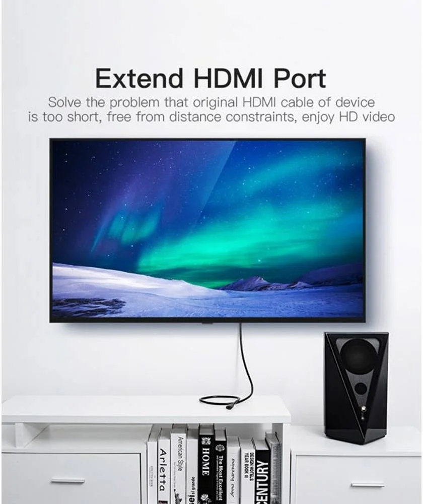 کابل افزایش طول HDMI ونشن، تصویر HD 4K با وضوح بالا، انتقال پرسرعت 18 گیگابیت بر ثانیه، قوی و انعطاف پذیر، سازگاری گسترده، 1 متر، مشکی | VAA-B06-B100