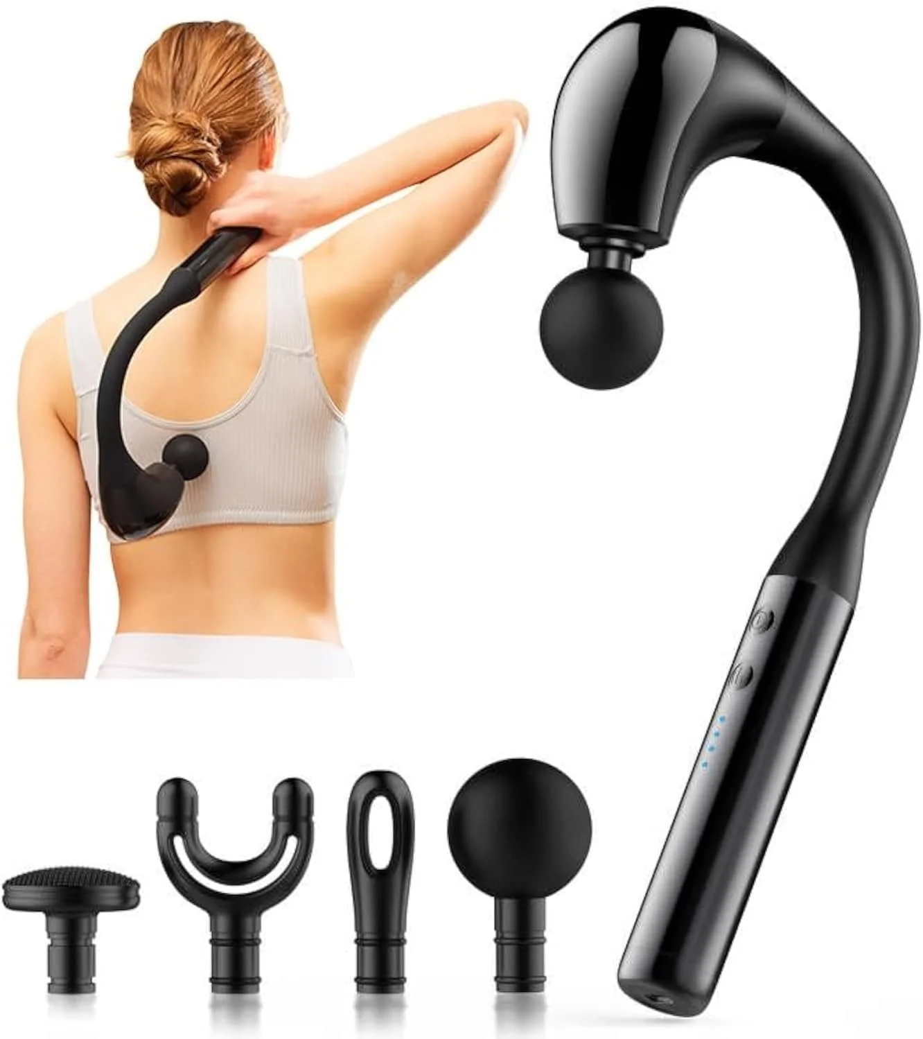 ماساژور ضربه ای عمقی قابل حمل با دسته بلند - ماساژور U شکل برای تسکین درد گردن، شانه و پا - درمان موثر عضلات برای کل بدن