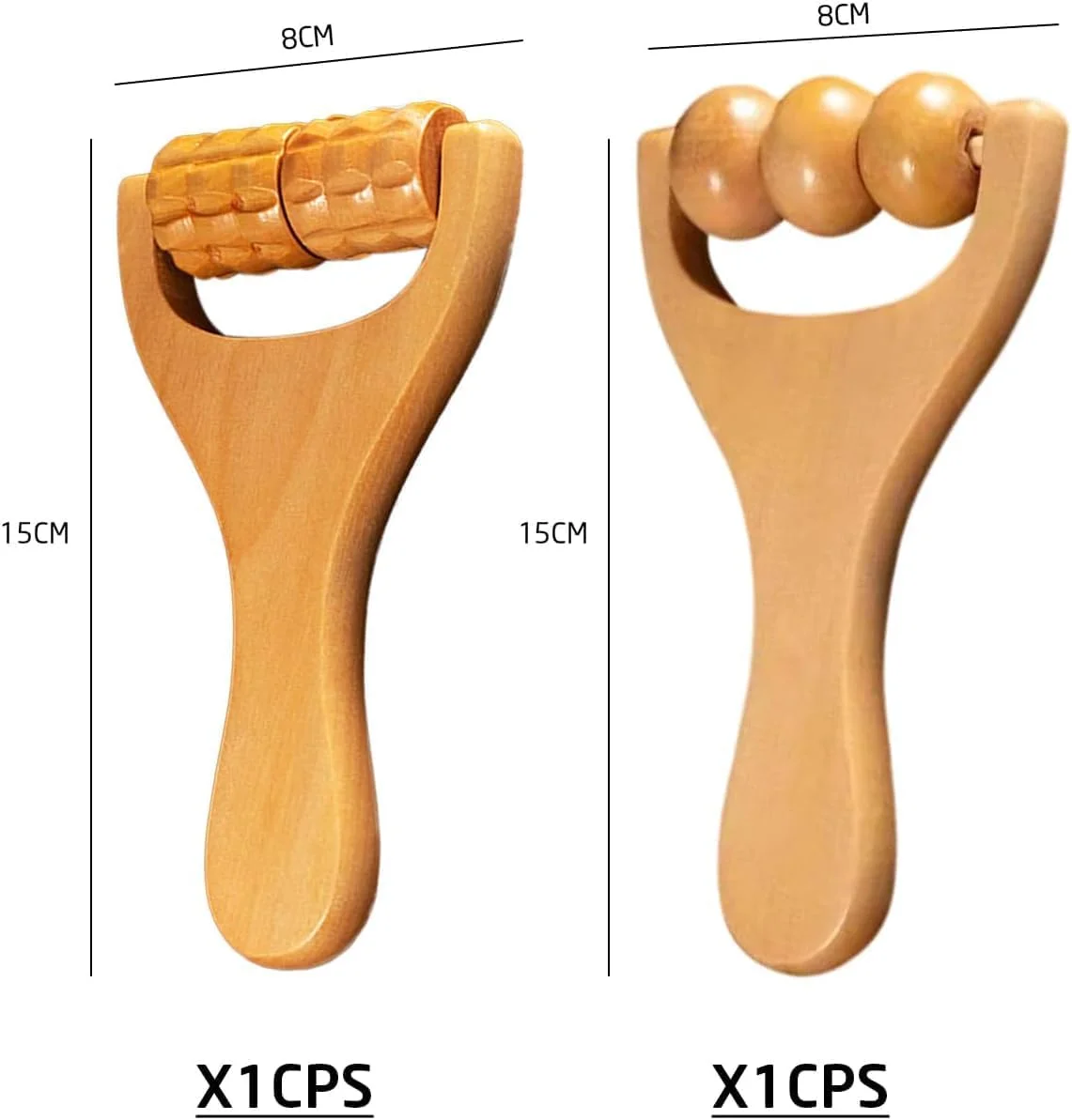 غلتک ماساژ چوبی، غلتک ماساژ دستی، غلتک ماساژ کمر، غلتک چوبی ماساژ مناسب برای پاها، دست ها، کمر، 2 عدد