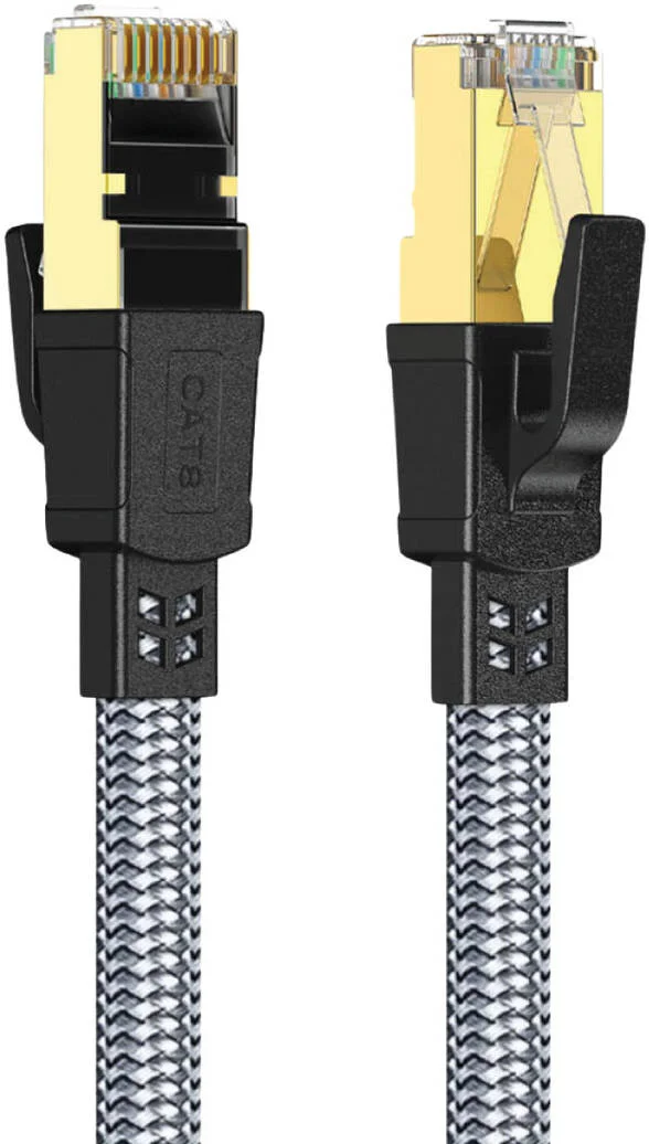 کابل شبکه CAT8 بافته شده نایلونی تخت Twisted Minds، سرعت انتقال 40 گیگابیت بر ثانیه، 2000 مگاهرتز، طول 3 متر، اترنت پرسرعت، انتقال داده بادوام و قابل اعتماد | TM-CAT8-3M