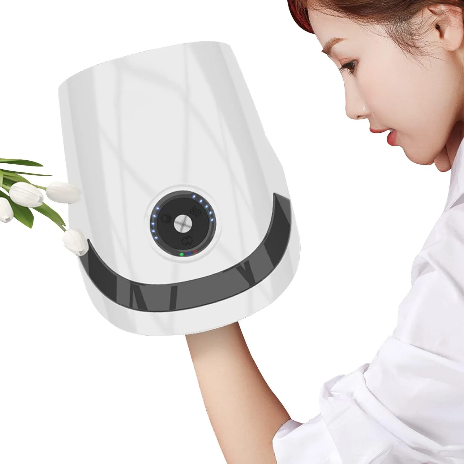 ماساژور دستی بی سیم SYOSI با گرما، فشار، ماساژور برقی شارژی بی سیم برای آرتروز، مچ دست، کف دست، بی حسی، تسکین درد انگشت (سفید)