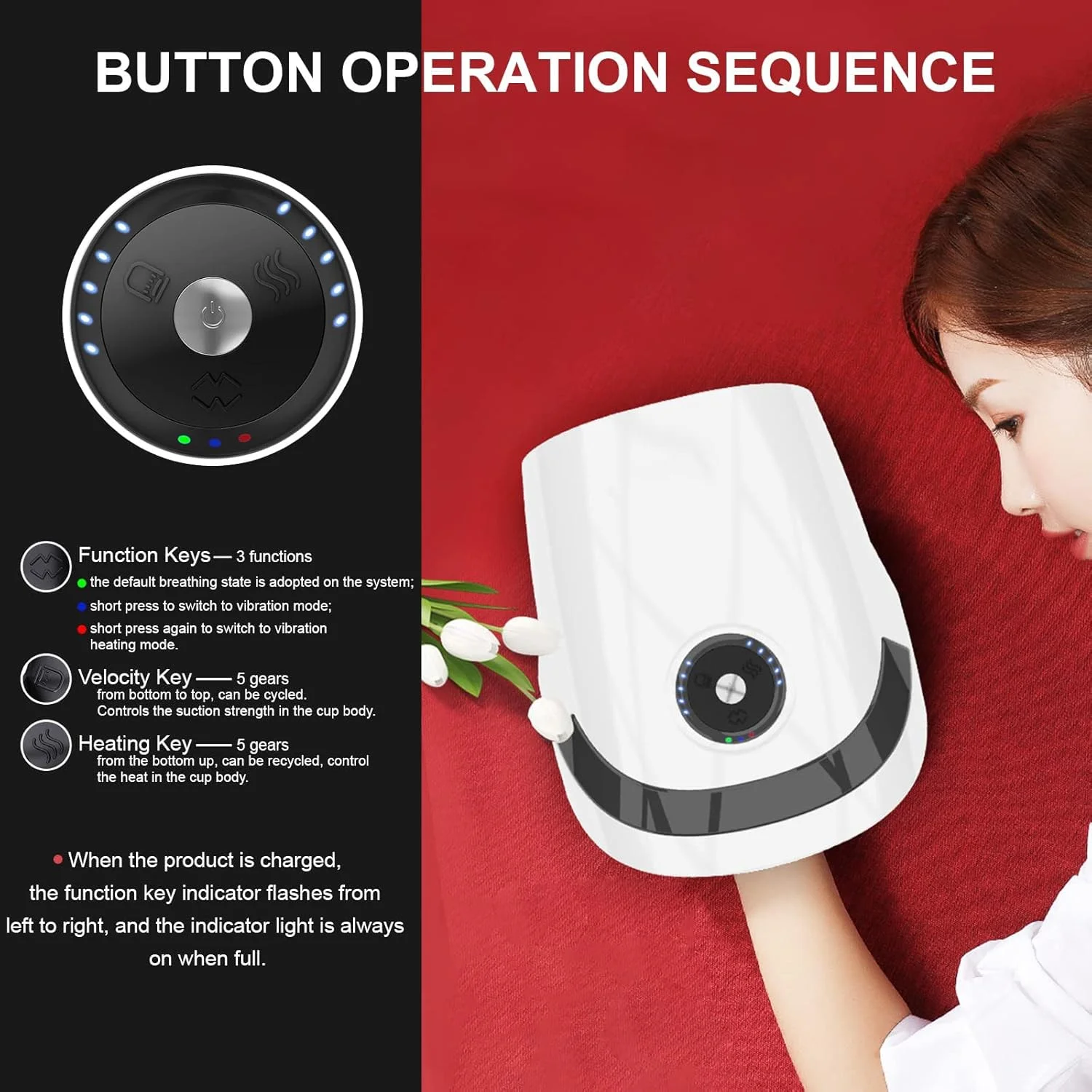 ماساژور دستی بی سیم SYOSI با گرما، فشار، ماساژور برقی شارژی بی سیم برای آرتروز، مچ دست، کف دست، بی حسی، تسکین درد انگشت (سفید)