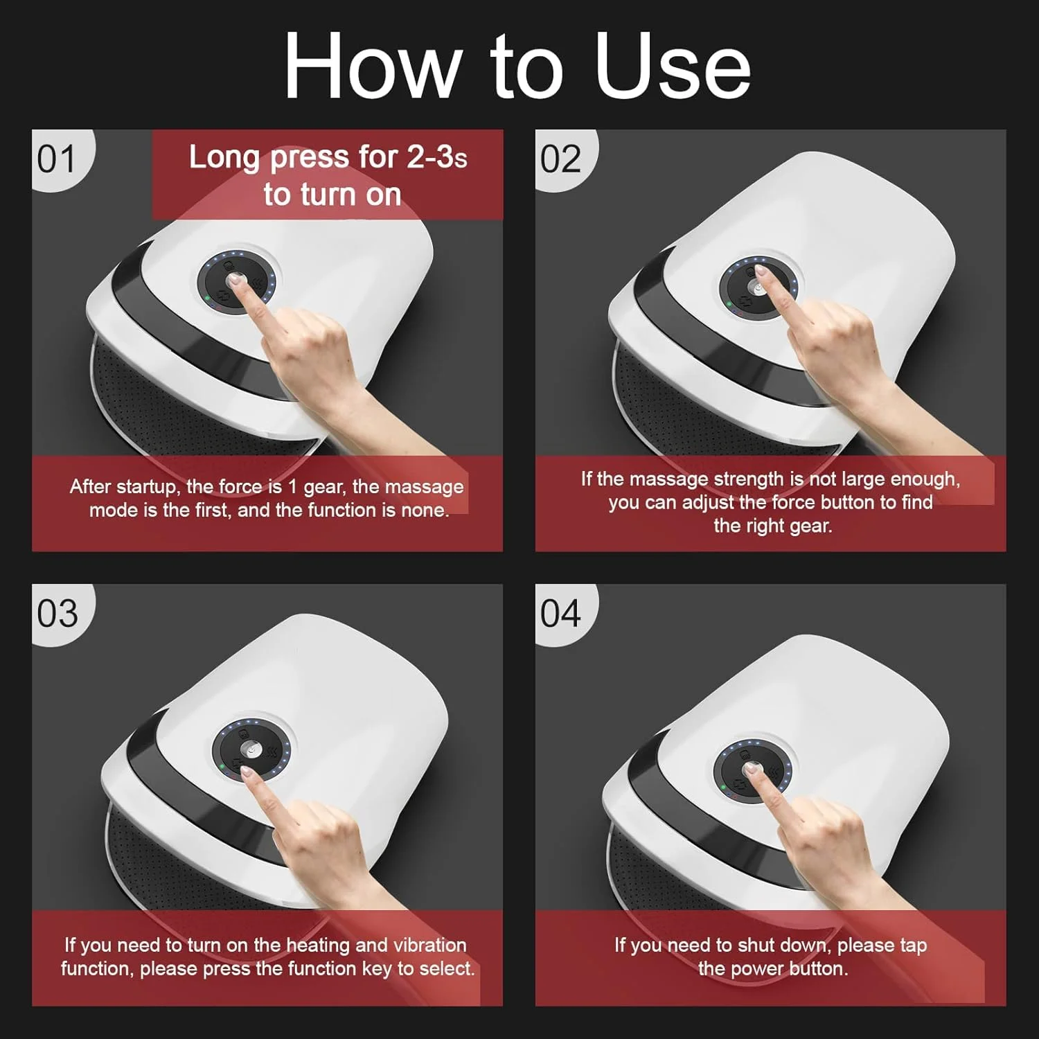 ماساژور دستی بی سیم SYOSI با گرما، فشار، ماساژور برقی شارژی بی سیم برای آرتروز، مچ دست، کف دست، بی حسی، تسکین درد انگشت (سفید)