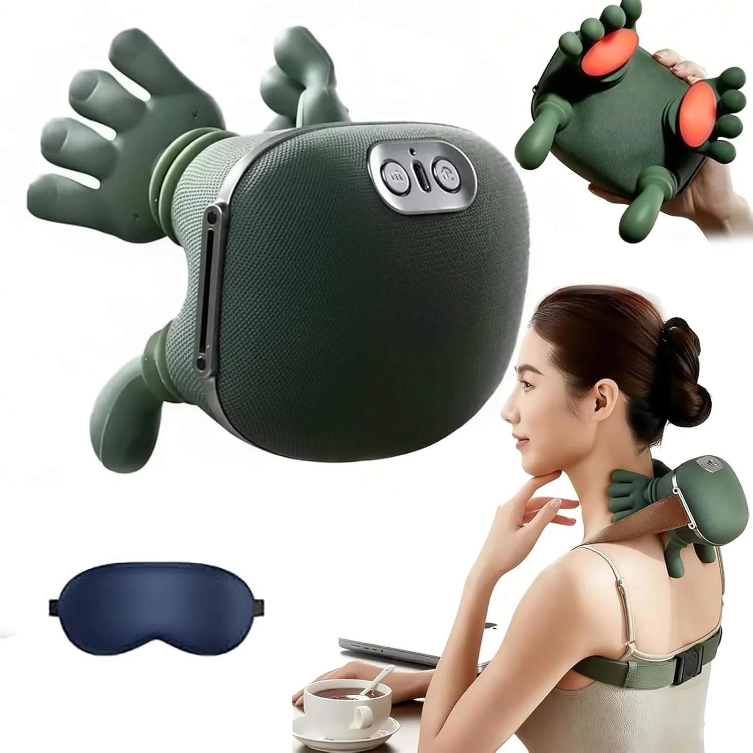 ماساژور گردن Handcura، ماساژور گرمایشی Bionic Healumix، ماساژورهای Handease Pro، تنظیم سه سطحی، شبیه سازی دست انسان، ورز دادن عمیق 4 بعدی، برای شانه، گردن، پشت، بازوها، پاها (1 عدد)