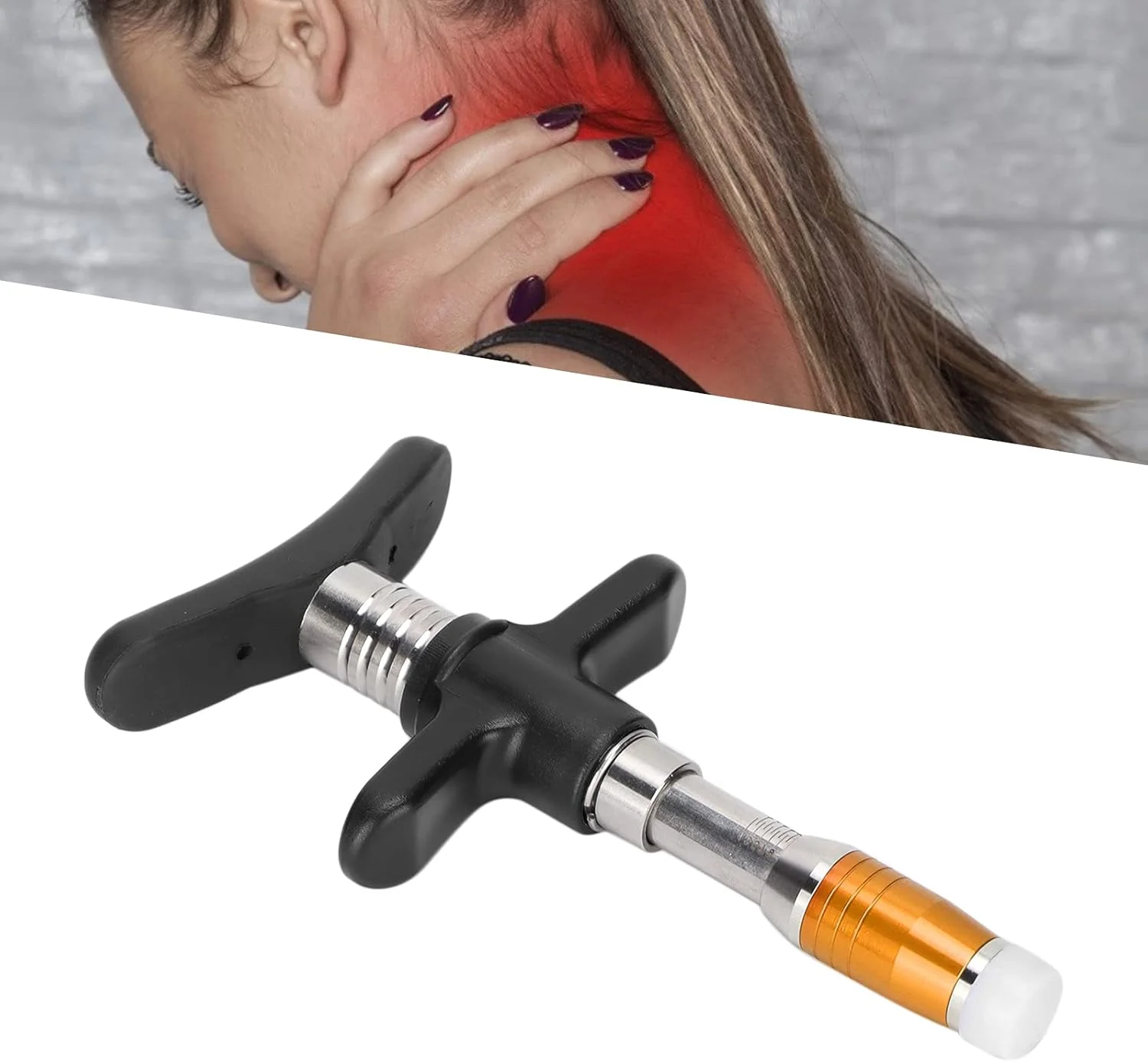 ابزار تنظیم دستی ستون فقرات ZJchao، ماساژور ستون فقرات تک سر با 10 سطح، دستگاه تفنگی ماساژ فعال کننده دستی کمر، ابزار تنظیم قابل حمل ستون فقرات (طلایی)