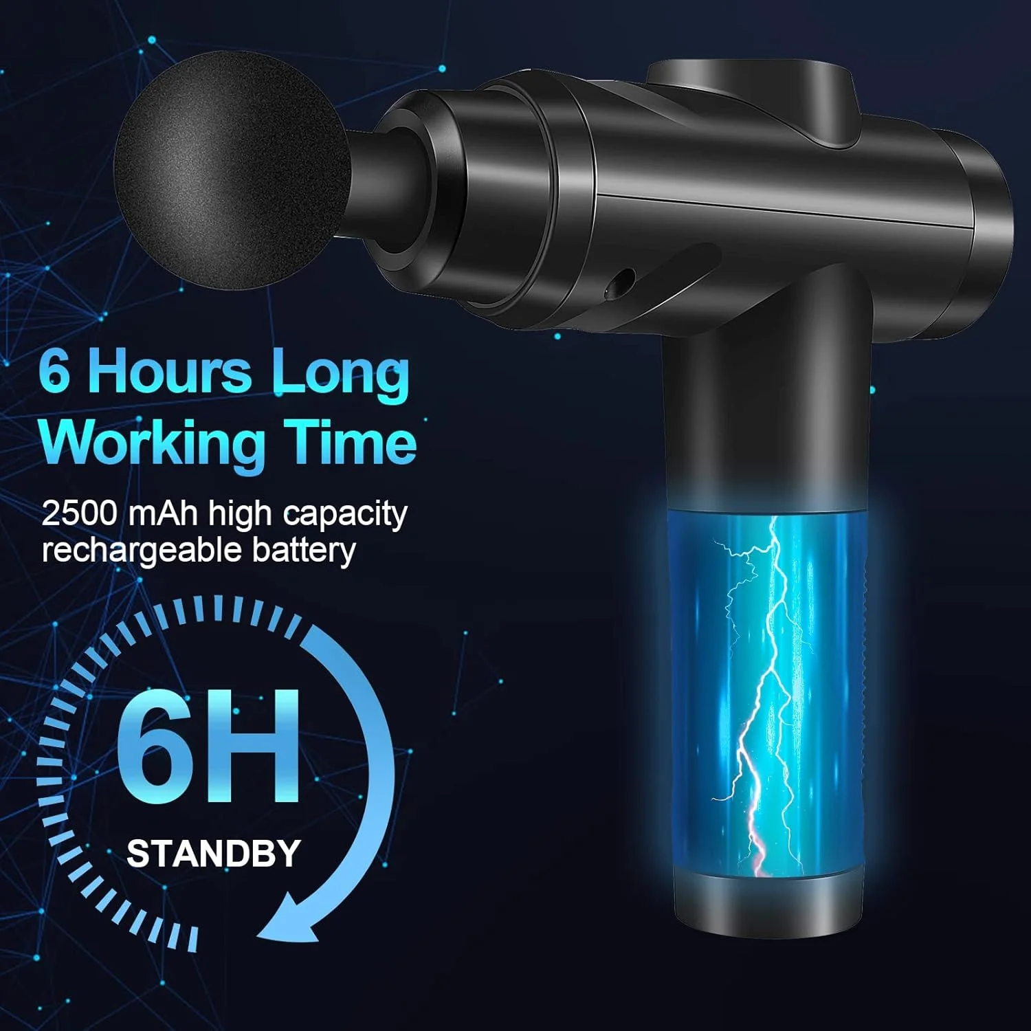 ماساژور ضربه ای عضلات بافت عمیق، ماساژور دستی بی صدا با 30 سرعت به همراه صفحه نمایش لمسی LCD و 10 سری برای شانه، بدن و کمر