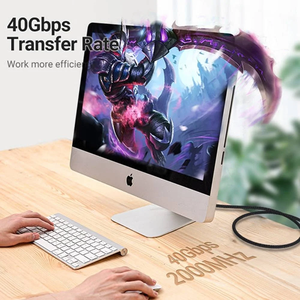 کابل شبکه Cat.8 SFTP با روکش بافته شده نخی Vention، سرعت شبکه 4 برابر سریعتر 40 گیگابیت بر ثانیه، پهنای باند 2000 مگاهرتز، رسانای مس خالص، محافظ دوبل، 1 متر، مشکی | IKGBF