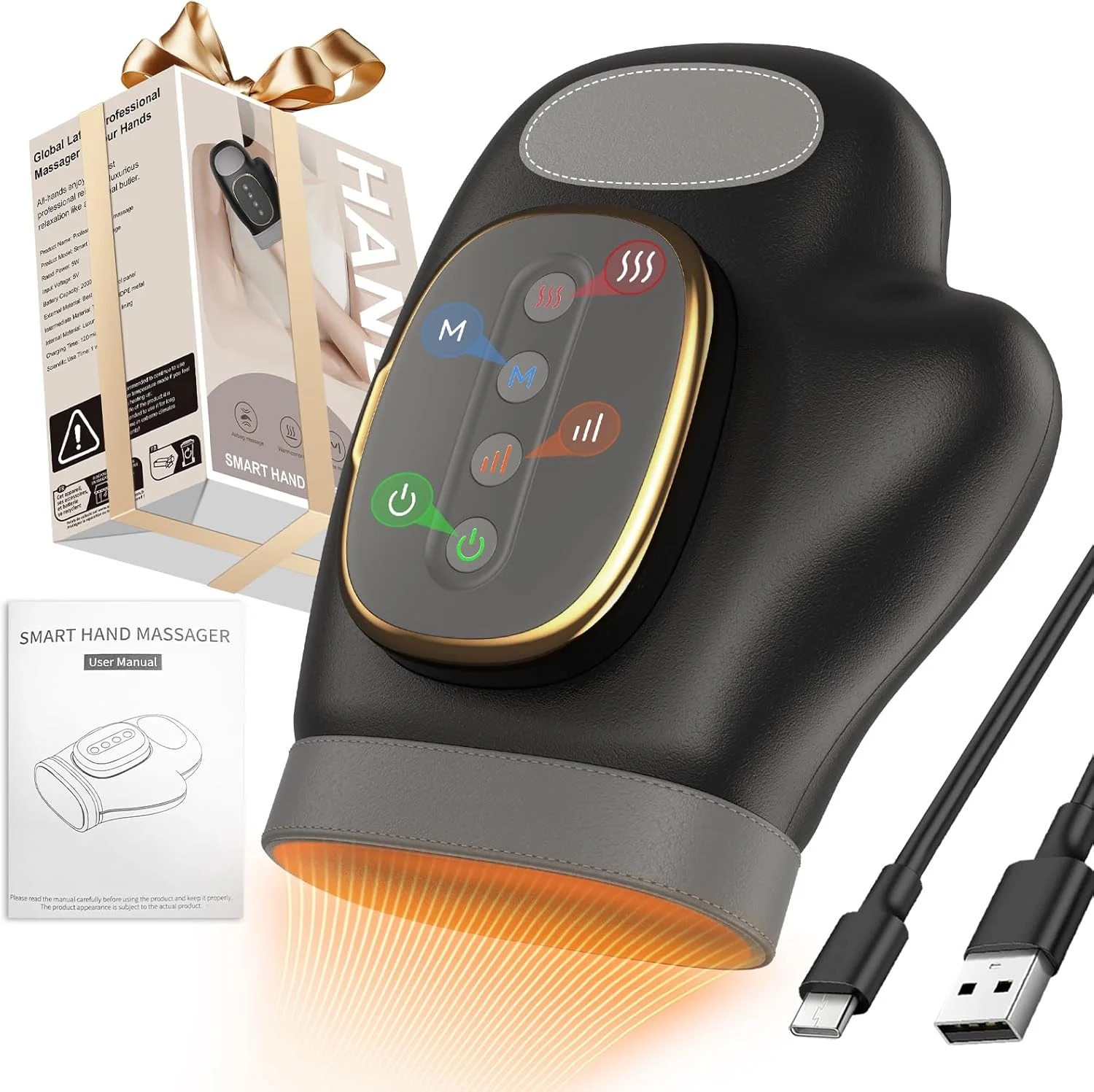 ماساژور حرفه ای دست با گرمایش و کمپرس، دارای 3 حالت ماساژ، 4 دما و 5 سطح فشار، تسکین دهنده درد، مناسب برای آرتروز، مچ دست، تونل کارپال، نوروپاتی و گردش خون، هدیه برای خانم ها و آقایان