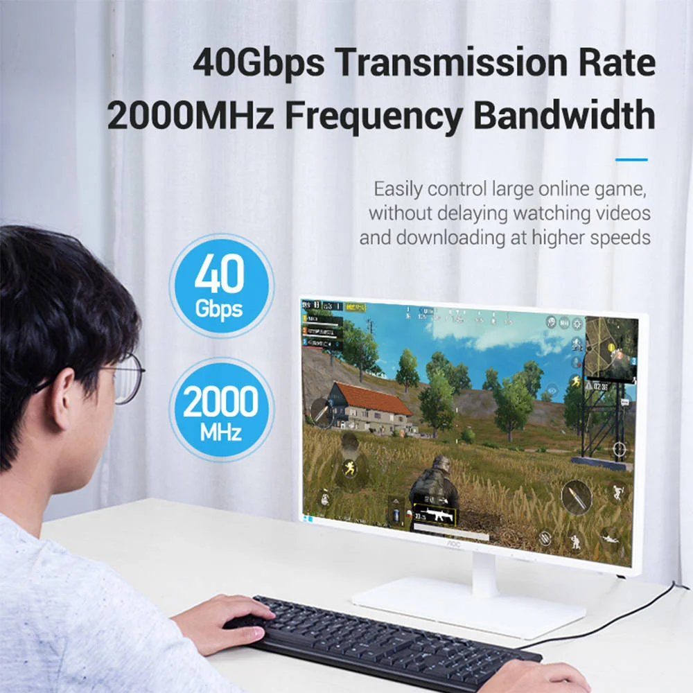 کابل شبکه تخت Vention Cat.8، نوع کانکتور RJ45 8P8C، سرعت انتقال 40Gbps، جنس روکش PVC، روکش طلا، طول 3 متر، مشکی | IKCBI